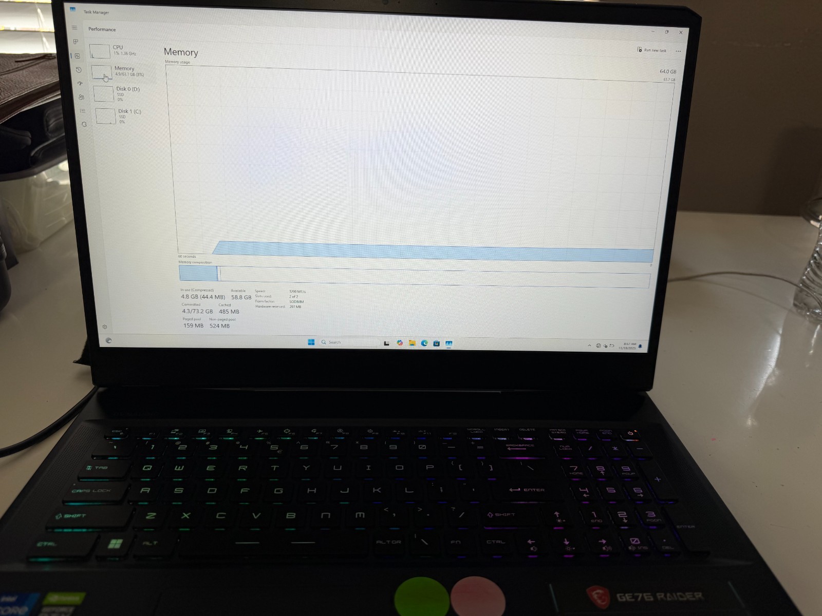 MSI GE76 RAIDER GAMING LAPTOP, 64GB RAM, 5T M.2, WINDOWS 11