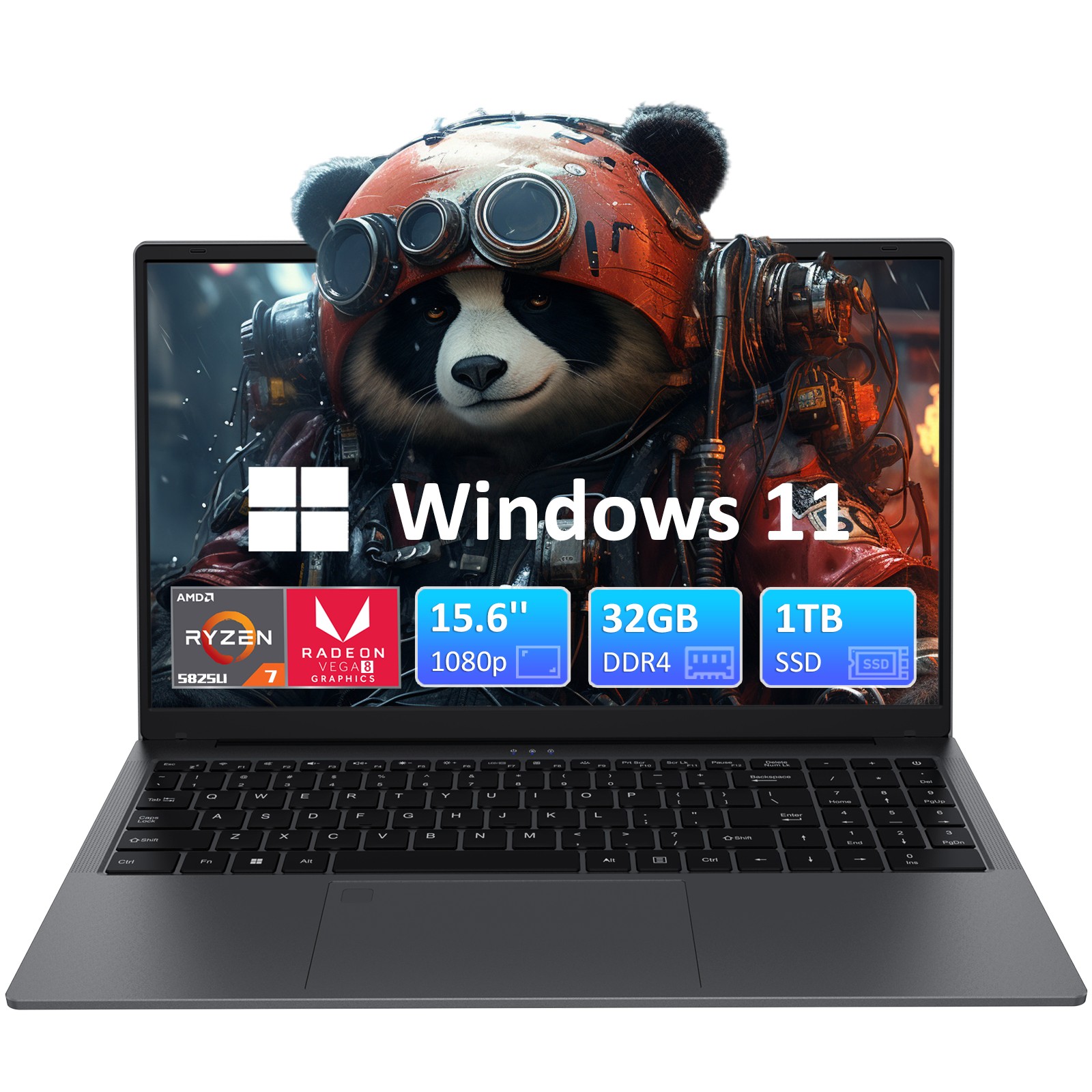 Auusda 15.6” light gaming laptop AMD R7 5825U 32GB RAM 1TB SSD W11 PRO TypeC