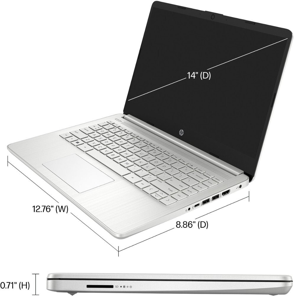 HP 2024 Newest Laptop 14″HD Intel 4-Core Up to 16GB RAM & 384GB Storage Silver