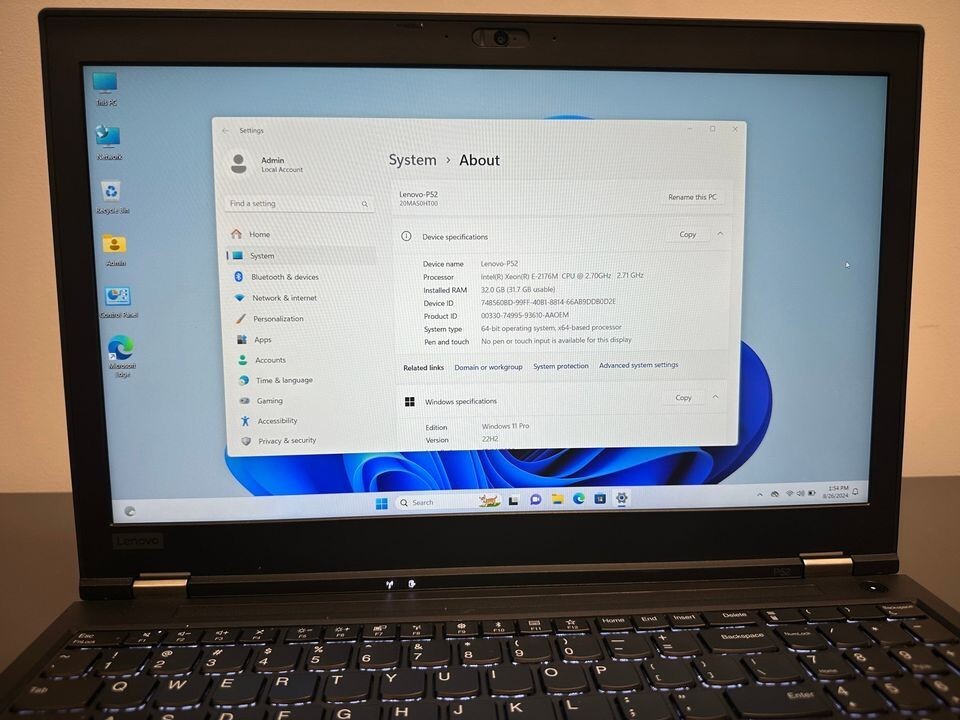 LENOVO P52 WORKSTATION LAPTOP NVIDIA