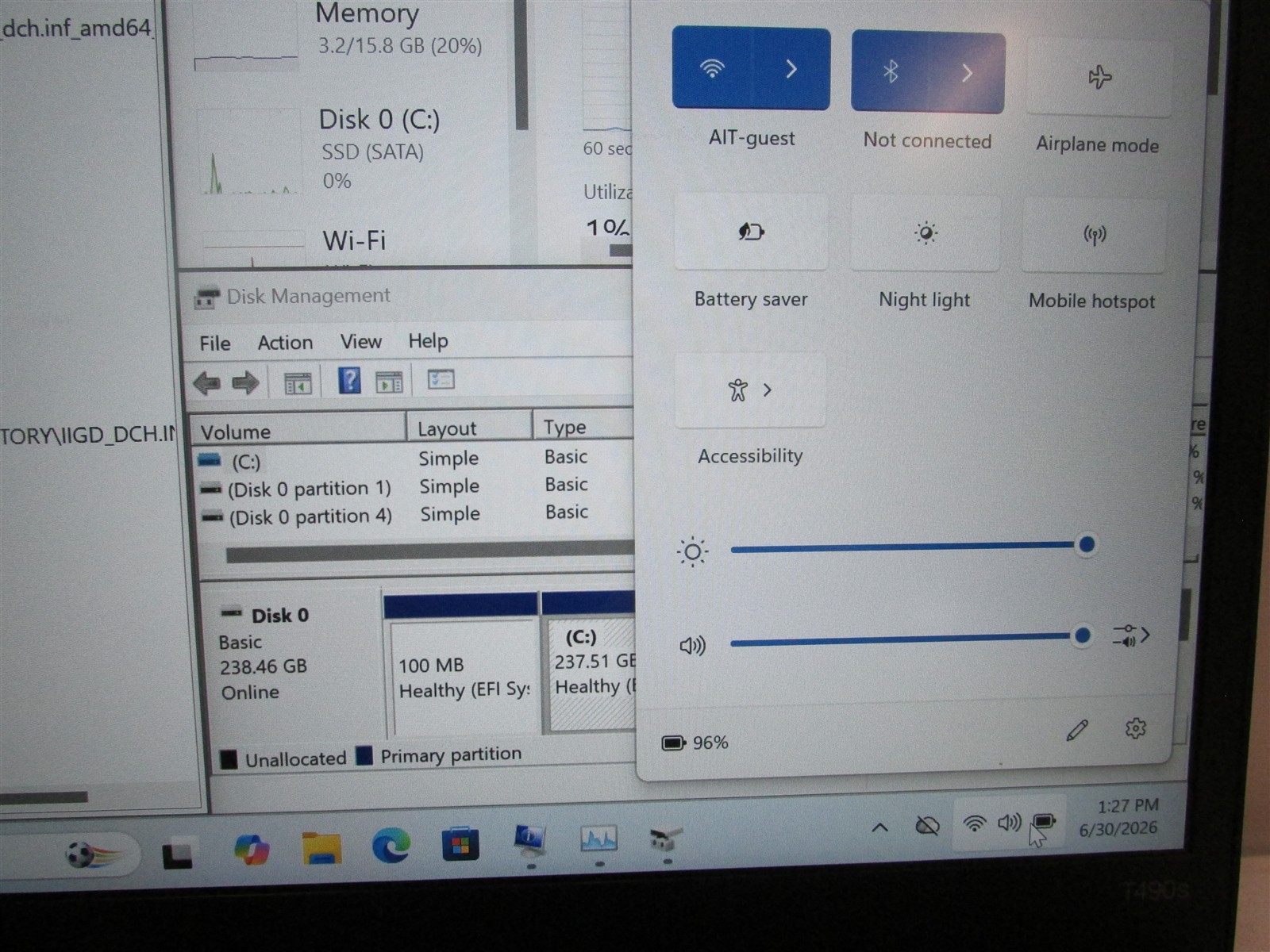 Lenovo Thinkpad T490s i7-8565U 1.8GHz 16GB RAM 256GB m.2 14″ Win 11 Pro MISS KEY