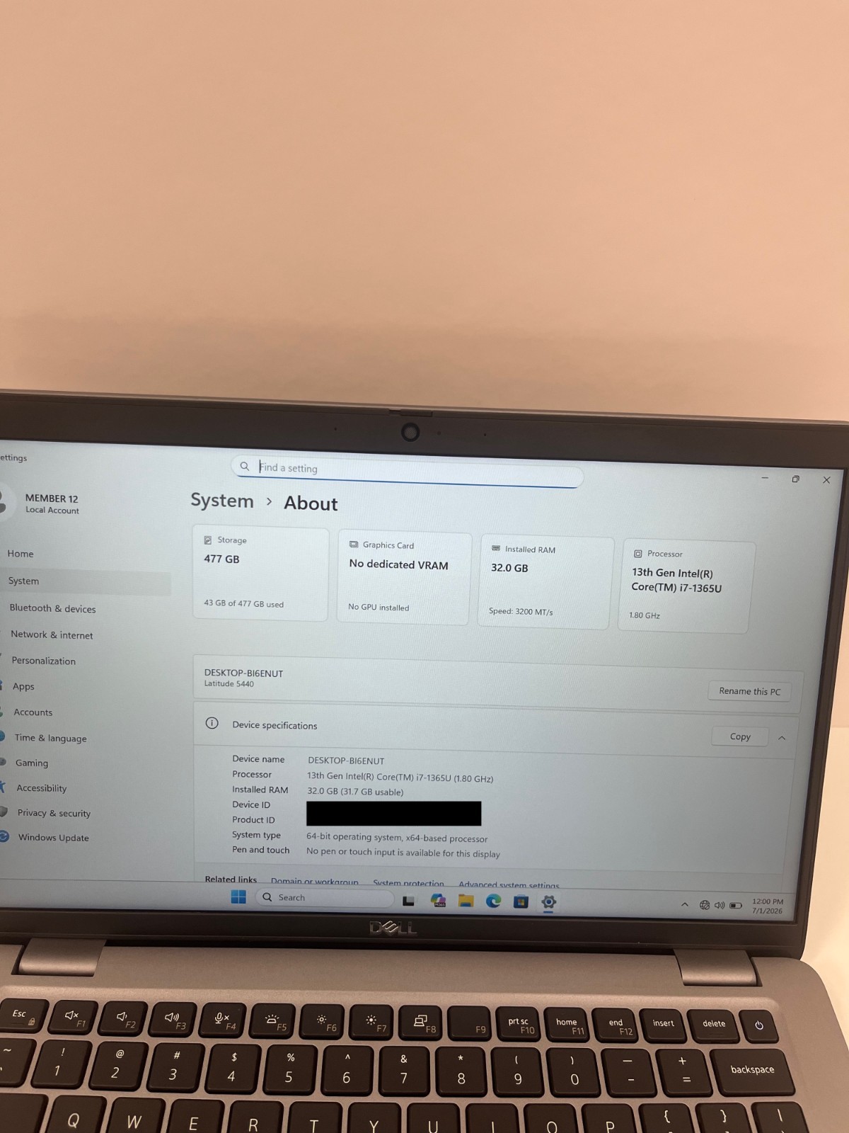 Dell Latitude 5440 14″ 32 GB RAM i7-1365U 512GB SSD 13th Gen Intel Laptop Win 11