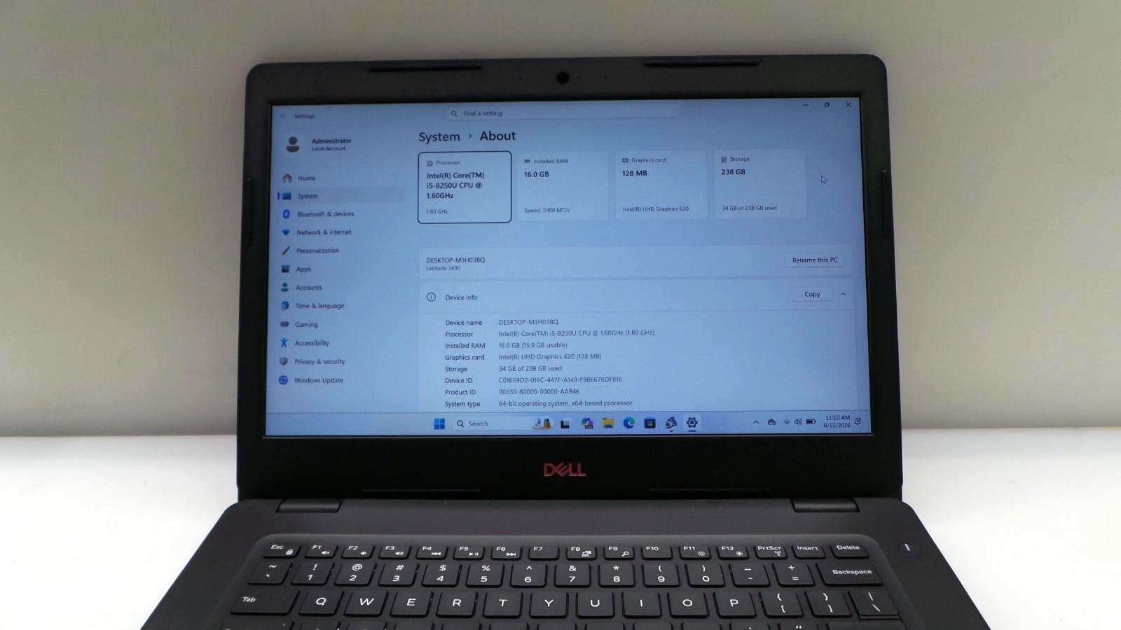 Dell Latitude 3490 | 14″ | i5-8250U 1.60GHz | 16GB 256GB SSD M.2 | WIN 11 PRO