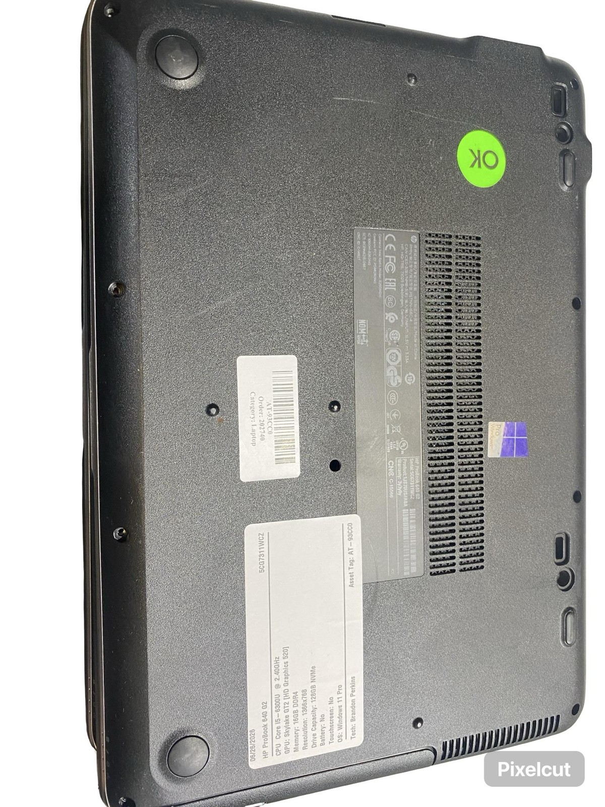 Hp ProBook 640 G2 i5 6300U 16GB 128GB Win11Pro Laptop Grade C No Battery