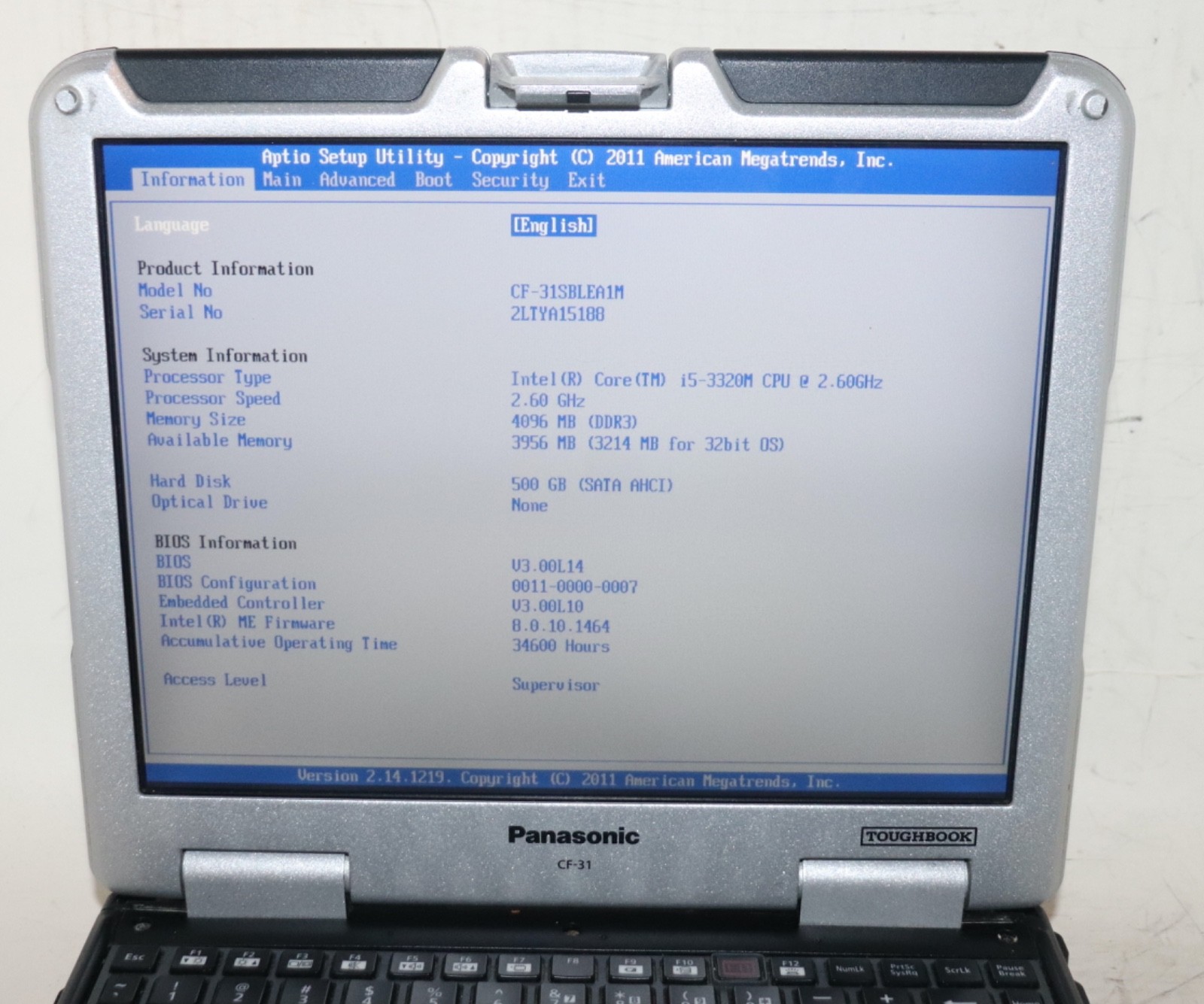 Panasonic ToughBook CF-31|Core i5@2.60 GHz|4GB RAM|500 GBHDD|WIN 7||Touch|Stylus