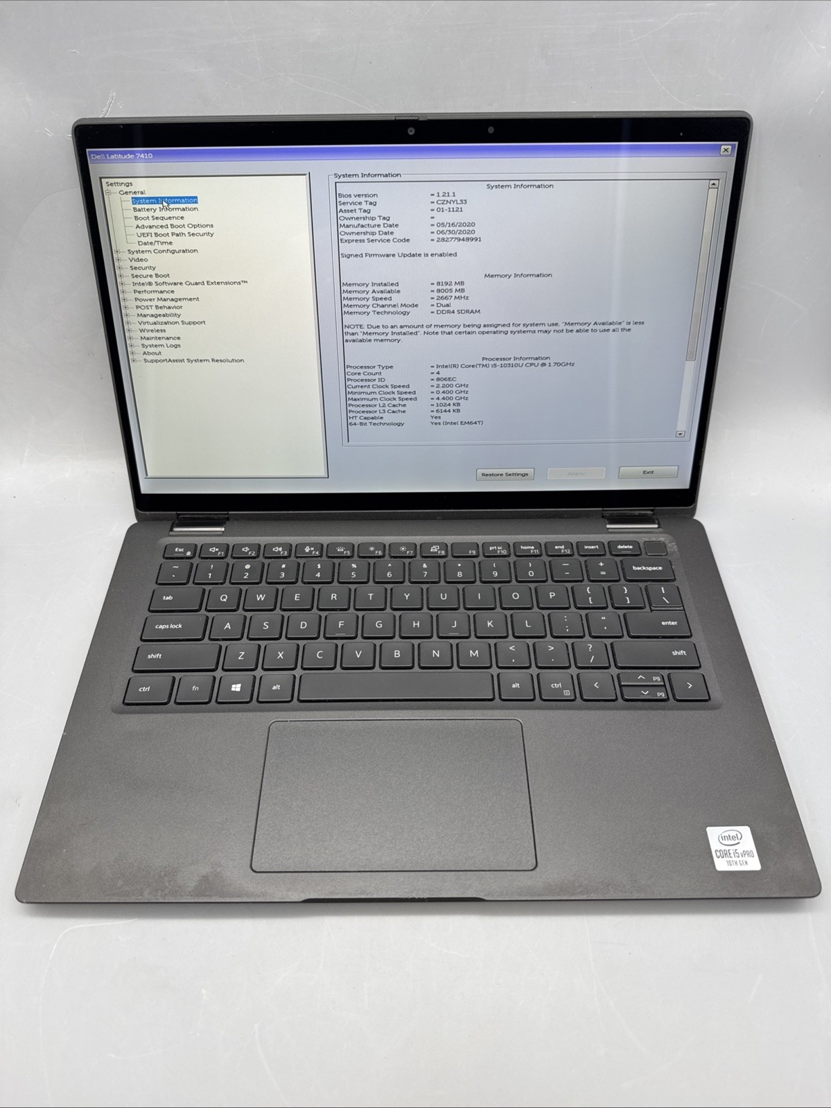 Dell Latitude Laptop 7410 14″ FHD i5-10310 1.7 GHz-8GB RAM-256 GB HDD,NO OS