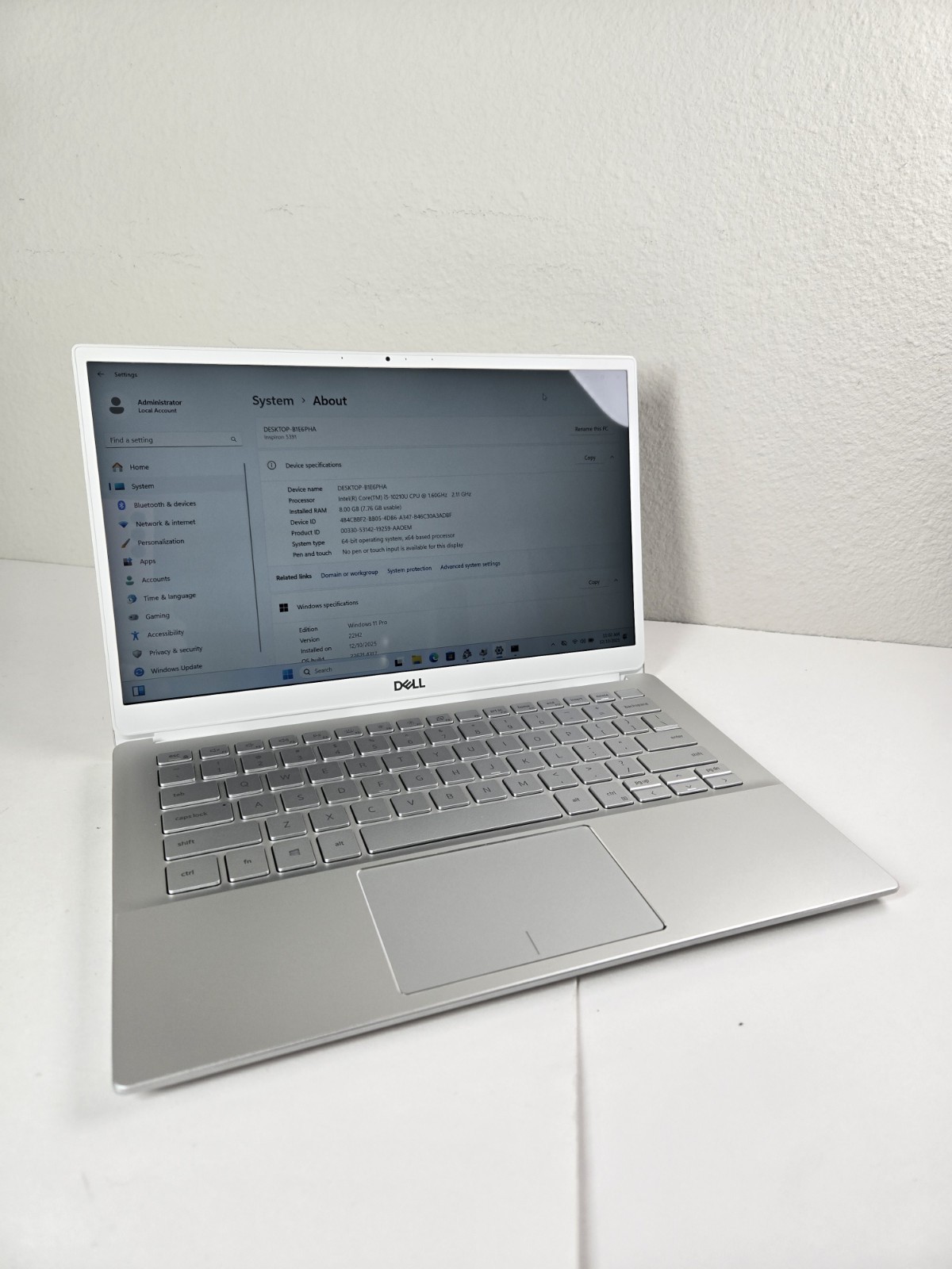 DELL Inspiron 5391 i5-10210U 1.6GHz 8Gb RAM 256Gb NVMe Win11Pro