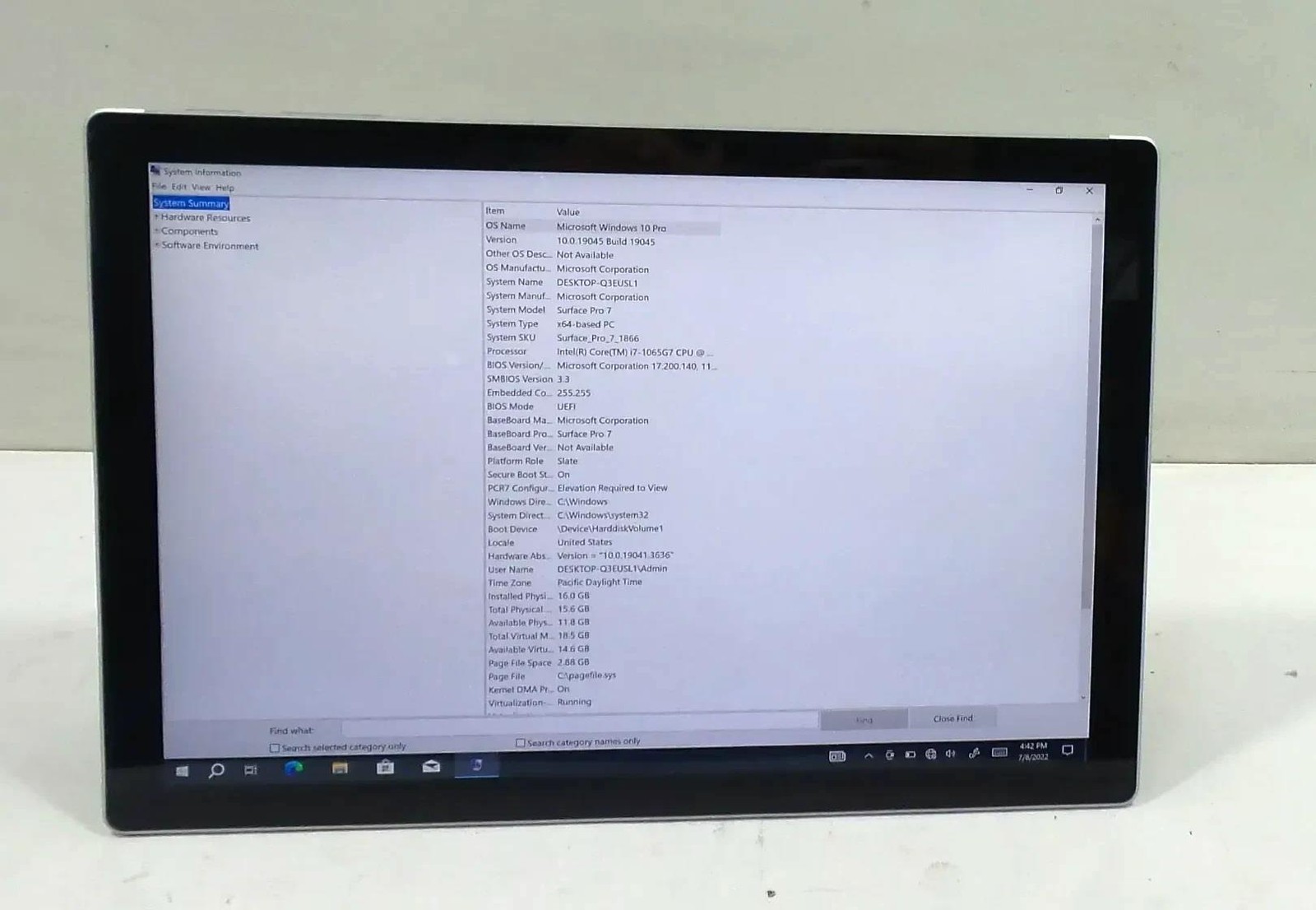 Microsoft Surface Pro 7 1866 Core i7-1065G7 1.30GHz 16GB 512GB Win 10 Pro