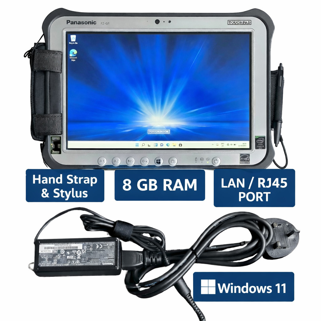 10.1 PANASONIC TOUGHPAD FZ-G1 i5 8GB RAM 128GB SSD LAN PORT GRADE A STYLUS STRAP