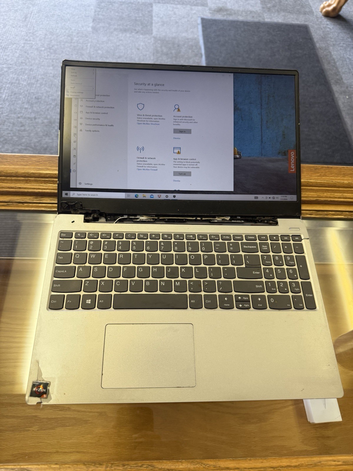 Lenovo Ideapad 330S-15ARR Ryzen 5 2500U 8GB RAM / 128gb Windows 10 Parts Repair
