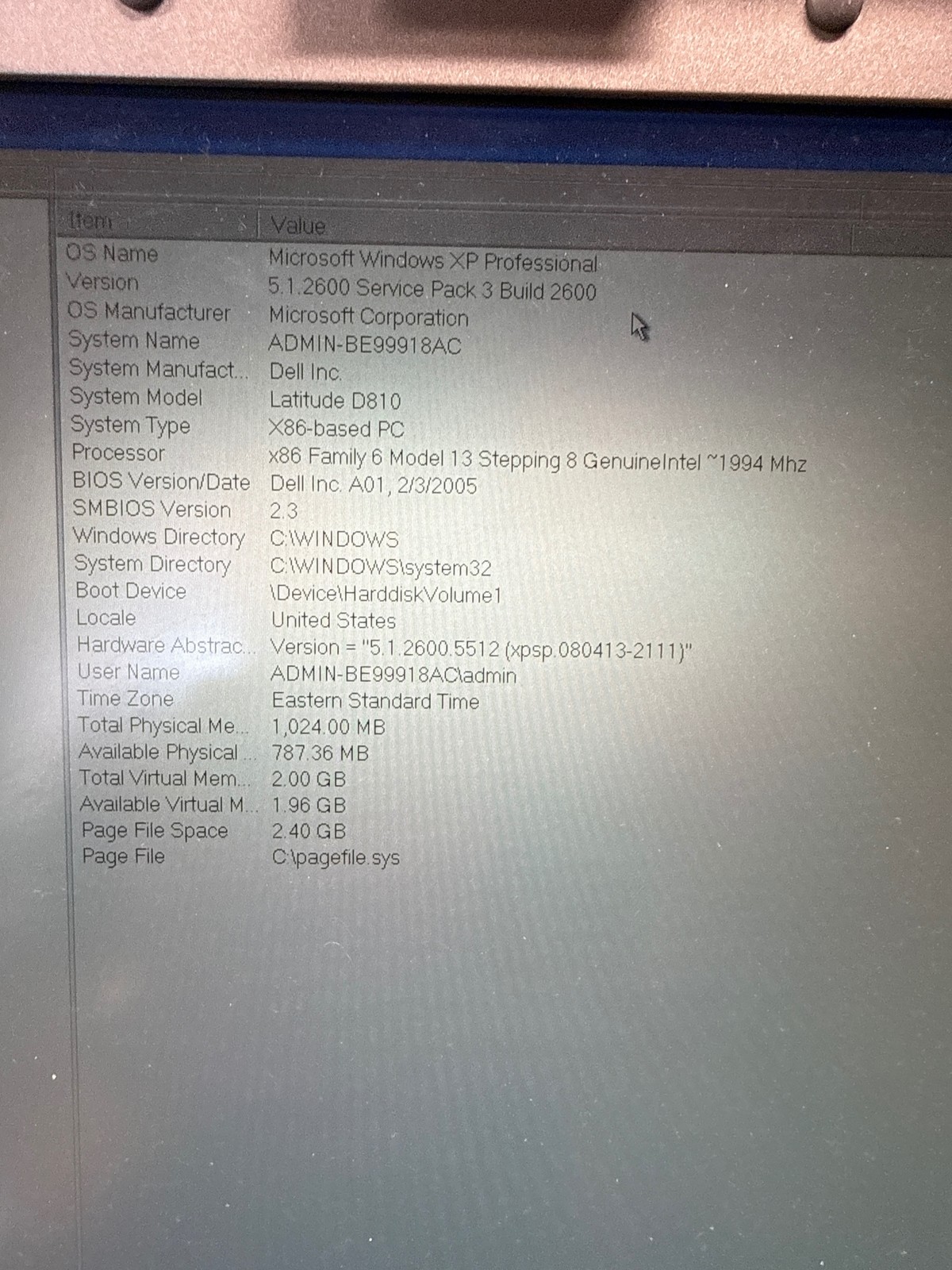 Dell Latitude D810 15.4″ Pentium M 2.00GHz 1GB 120 HDD Win XP 1920×1200