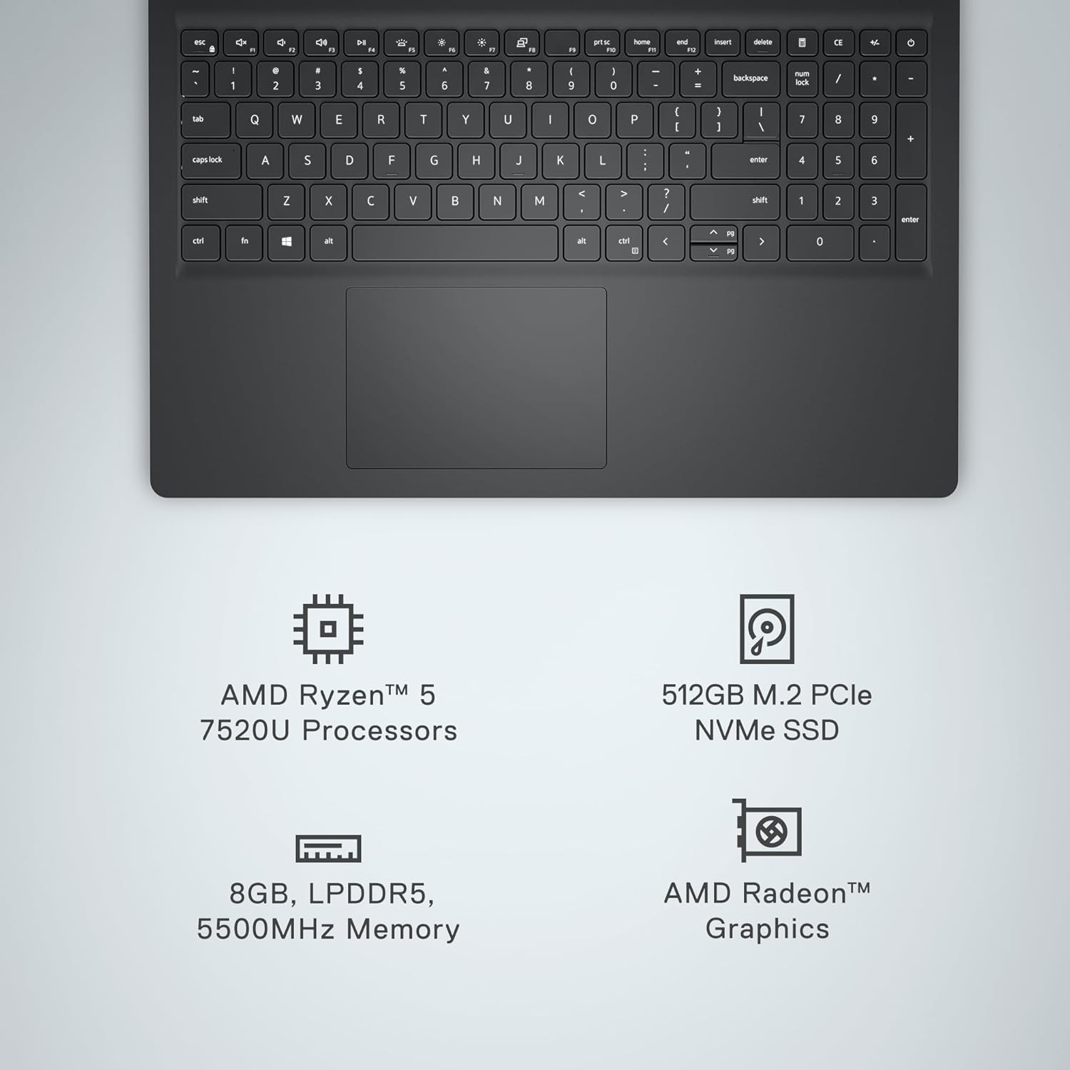 Dell Inspiron 15 3535 Laptop 15.6″ FHD Display AMD Ryzen 5 7520U 8GB RAM 512GB