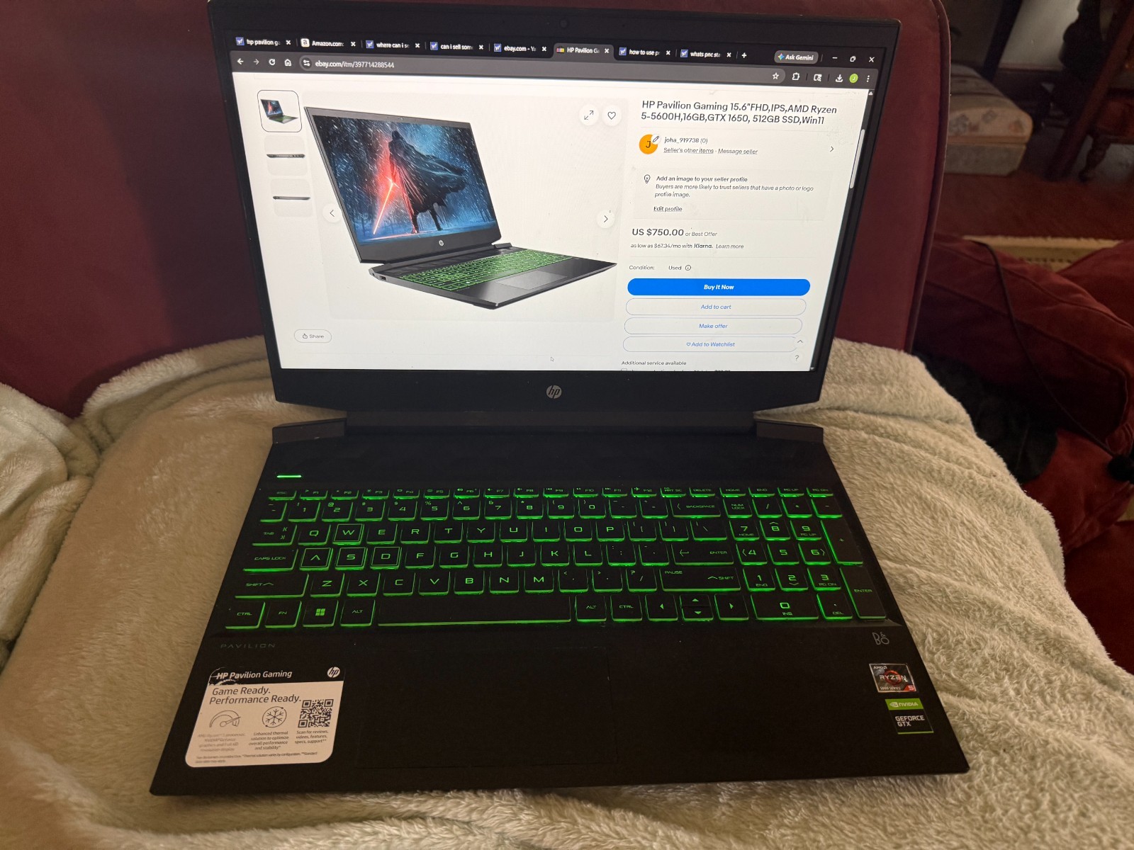 HP Pavilion Gaming 15.6″FHD,IPS,AMD Ryzen 5-5600H,16GB,GTX 1650, 512GB SSD,Win11