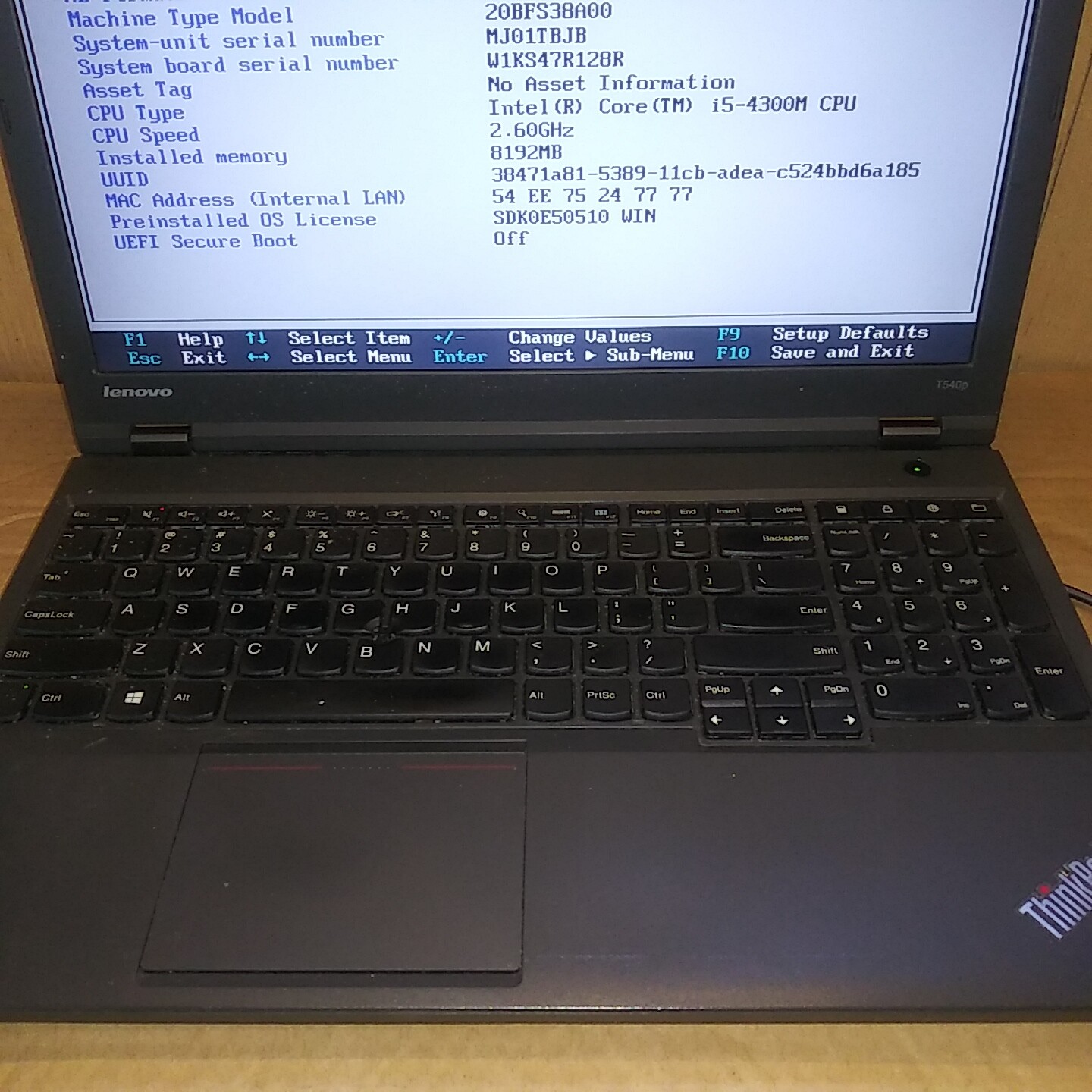 Lenovo ThinkPad T540p,WIN 8.1 i5 4300M 2.6GHz 8GB 500gb HDD 15.6” Laptop