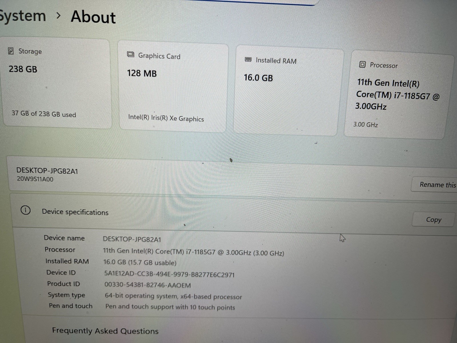Lenovo ThinkPad X13 Gen 2 13.3″ Touch i7-1185G7 16GB RAM 256GB SSD Win11