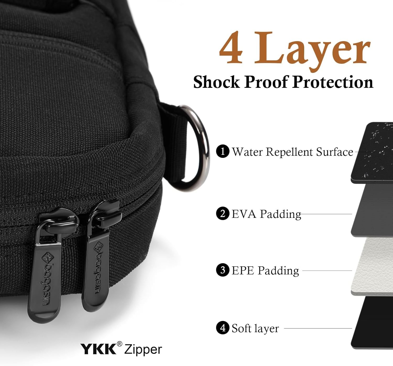 Lightweight Black Laptop Carrying Case for 17-17.3 Inch PCs, Water-Repellent Bri