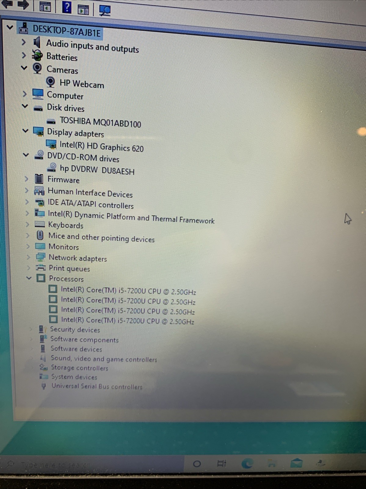 HP Notebook 17-x116dx 17.3in Intel i5-7200U 8GB RAM 1TB HDD DVD RW Win10 READ