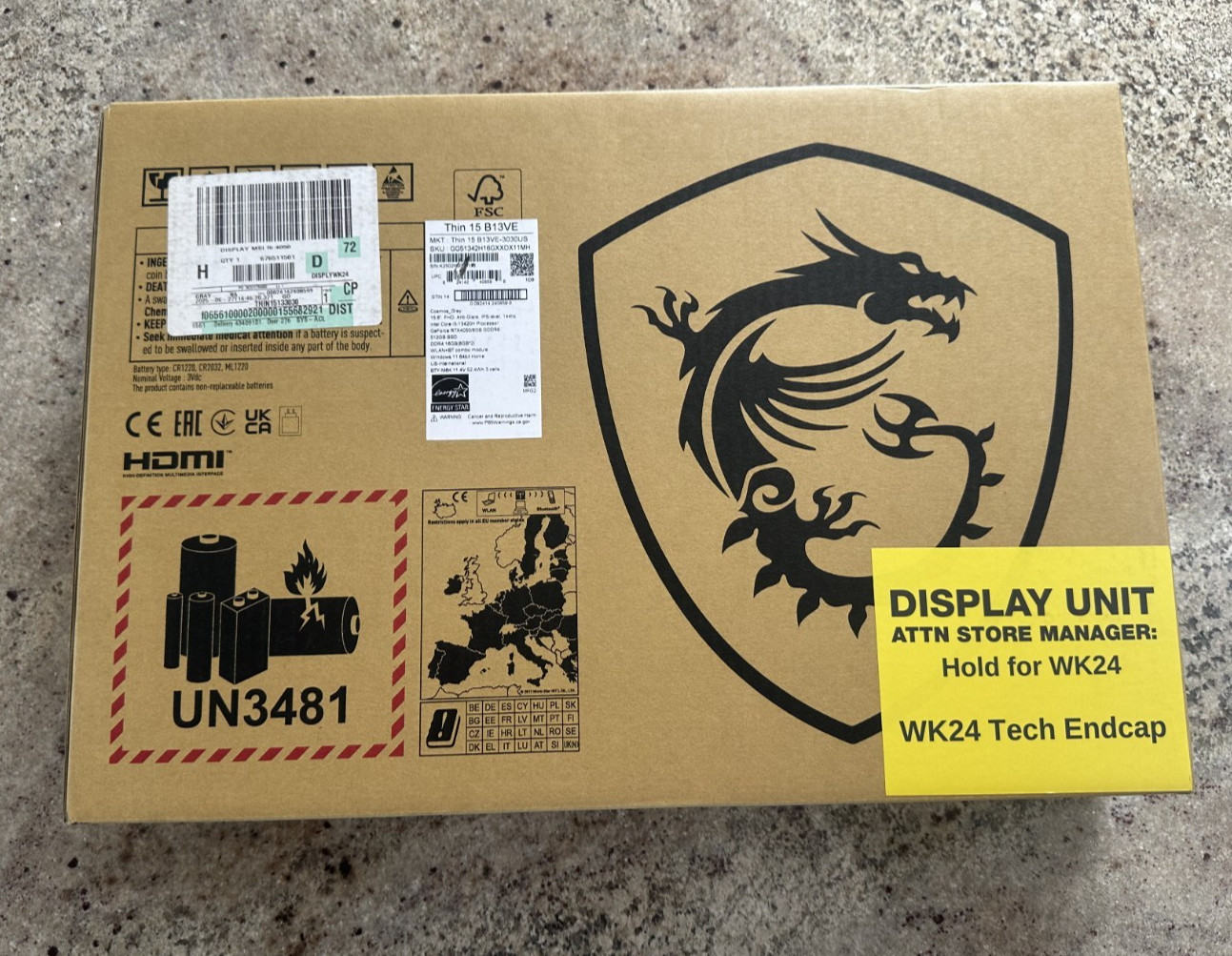 MSI Thin 15 Gaming Laptop 15.6″ FHD Intel i5-13420H 16GB RAM 512GB SSD RTX 4050