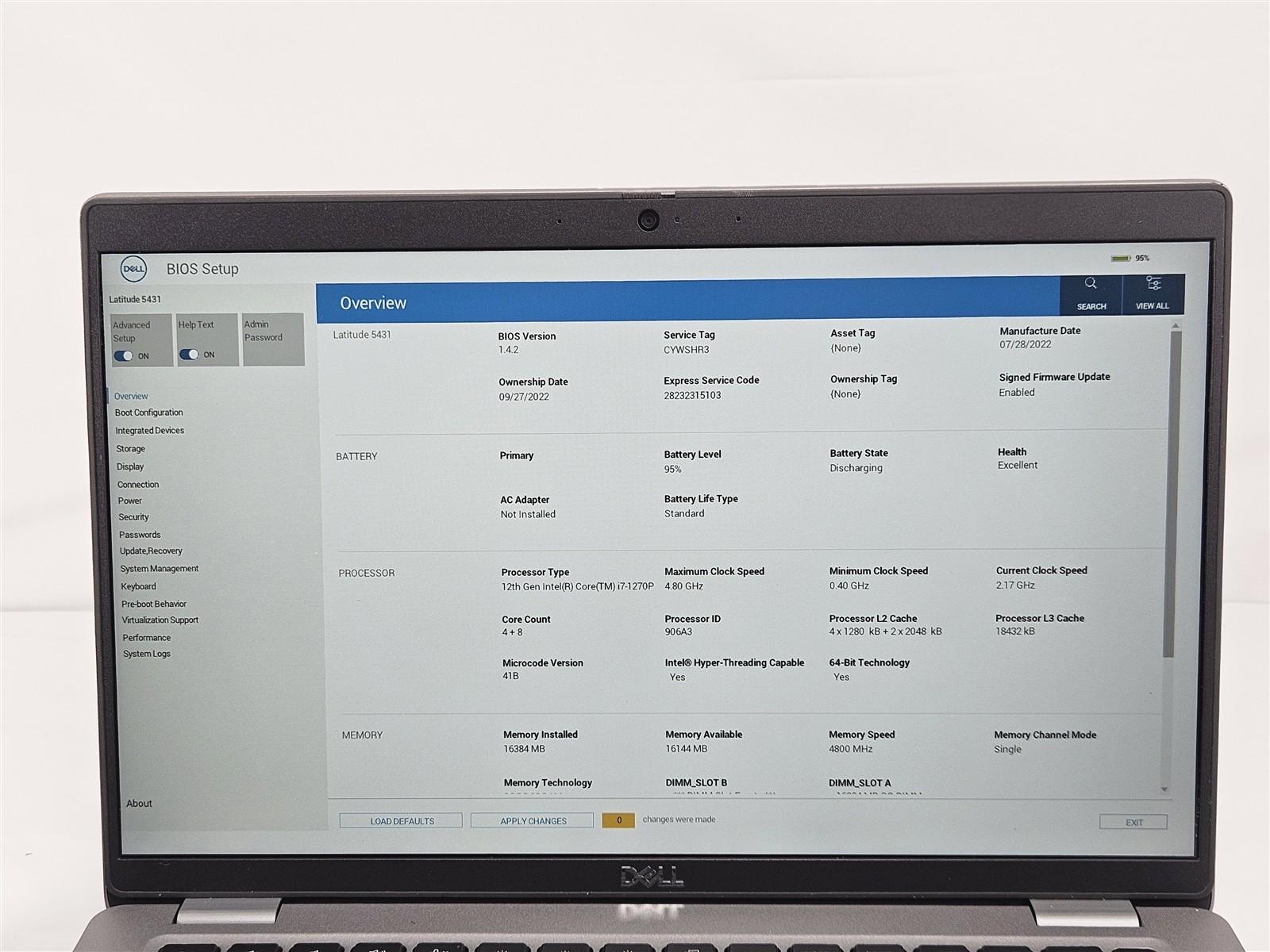 Dell 14″ Latitude 5431 i7-1270P 2.2GHz 256GB SSD 16GB RAM Thunderbolt 4