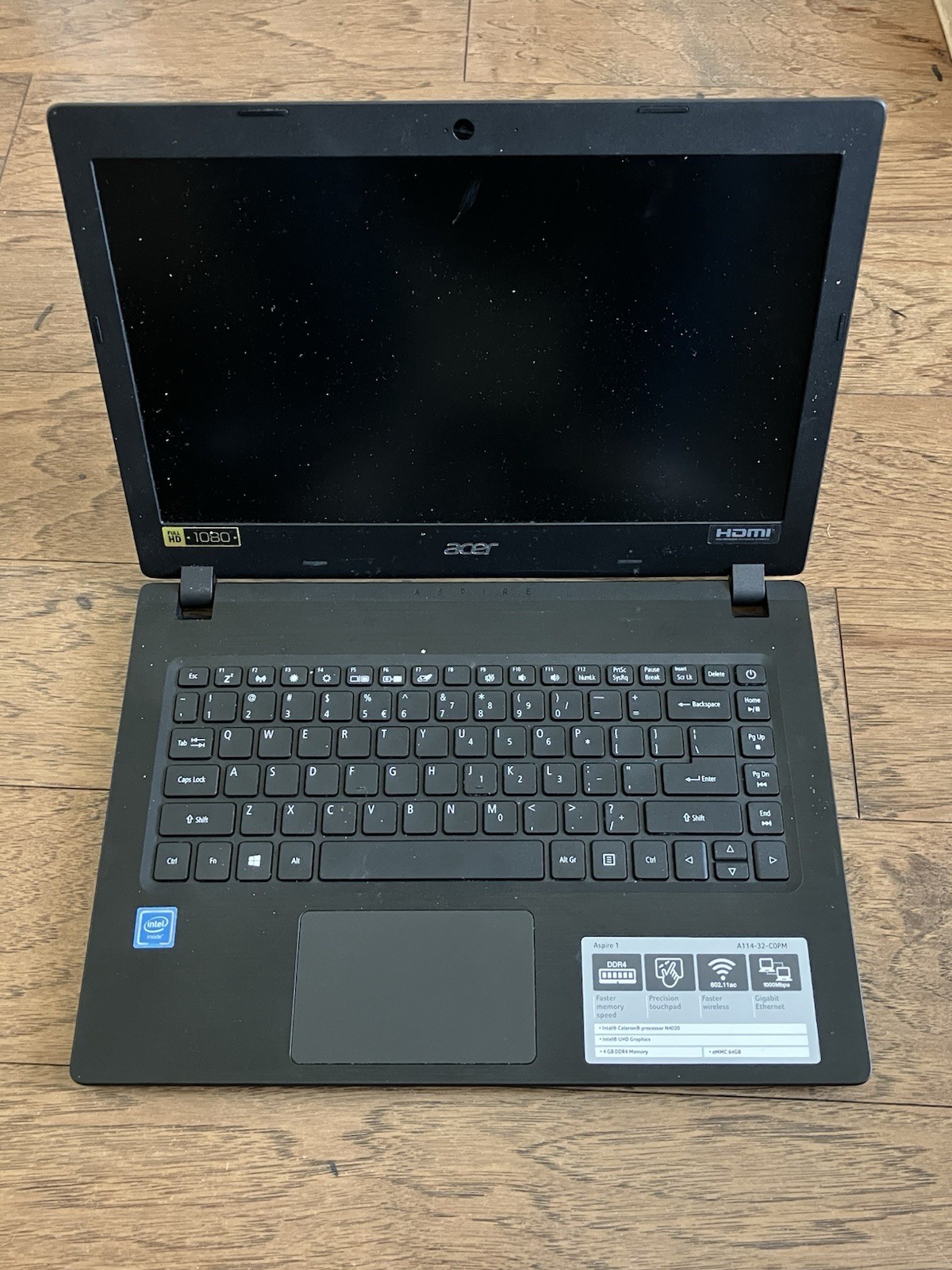 Acer Aspire 1 – 14″ / 64 GB /Celeron N4020 / 4 GB DDR4 Memory/ Black w/charger