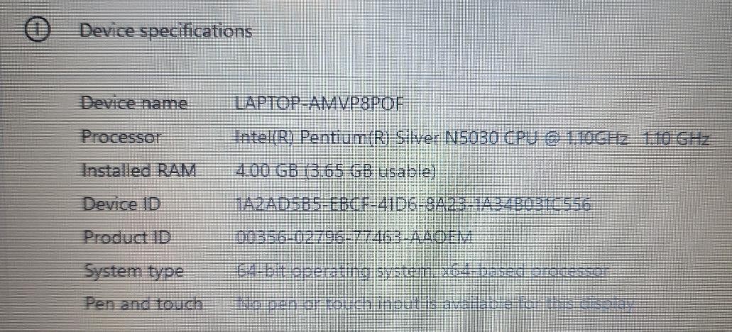 LENOVO WINS 11 HOME 128GB 4GB RAM WITH POWER CORD (P10024429)
