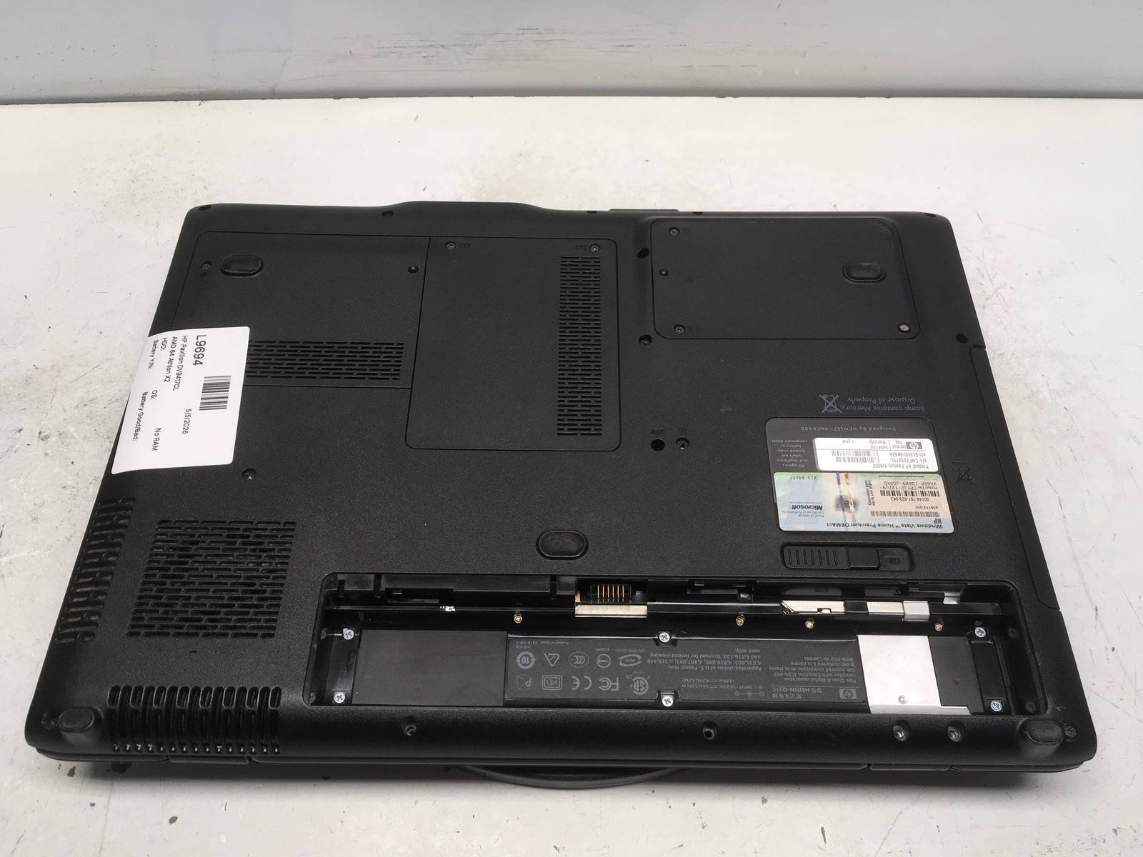 HP Pavilion DV9417CL AMD 64 Athlon X2 NO RAM NO HDD NO BAT – FOR PARTS/REPAIR