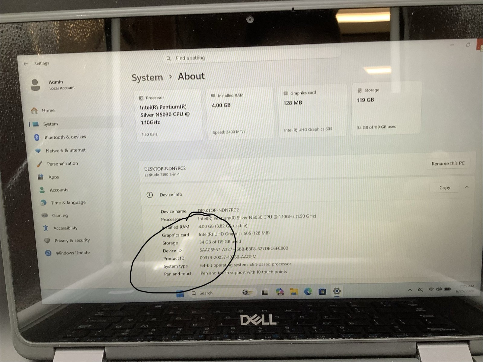 Dell Latitude 3190 2-in-1 Pentium Silver N5030 1.10GHz 4GB RAM 128GB SSD Read 2