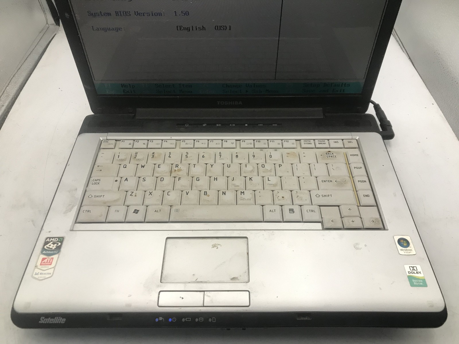 TOSHIBA SATELLITE A215 S5824 -BOOTS TO BIOS- AMD ATHLON 64 X2 – 2GB RAM -READ-BB