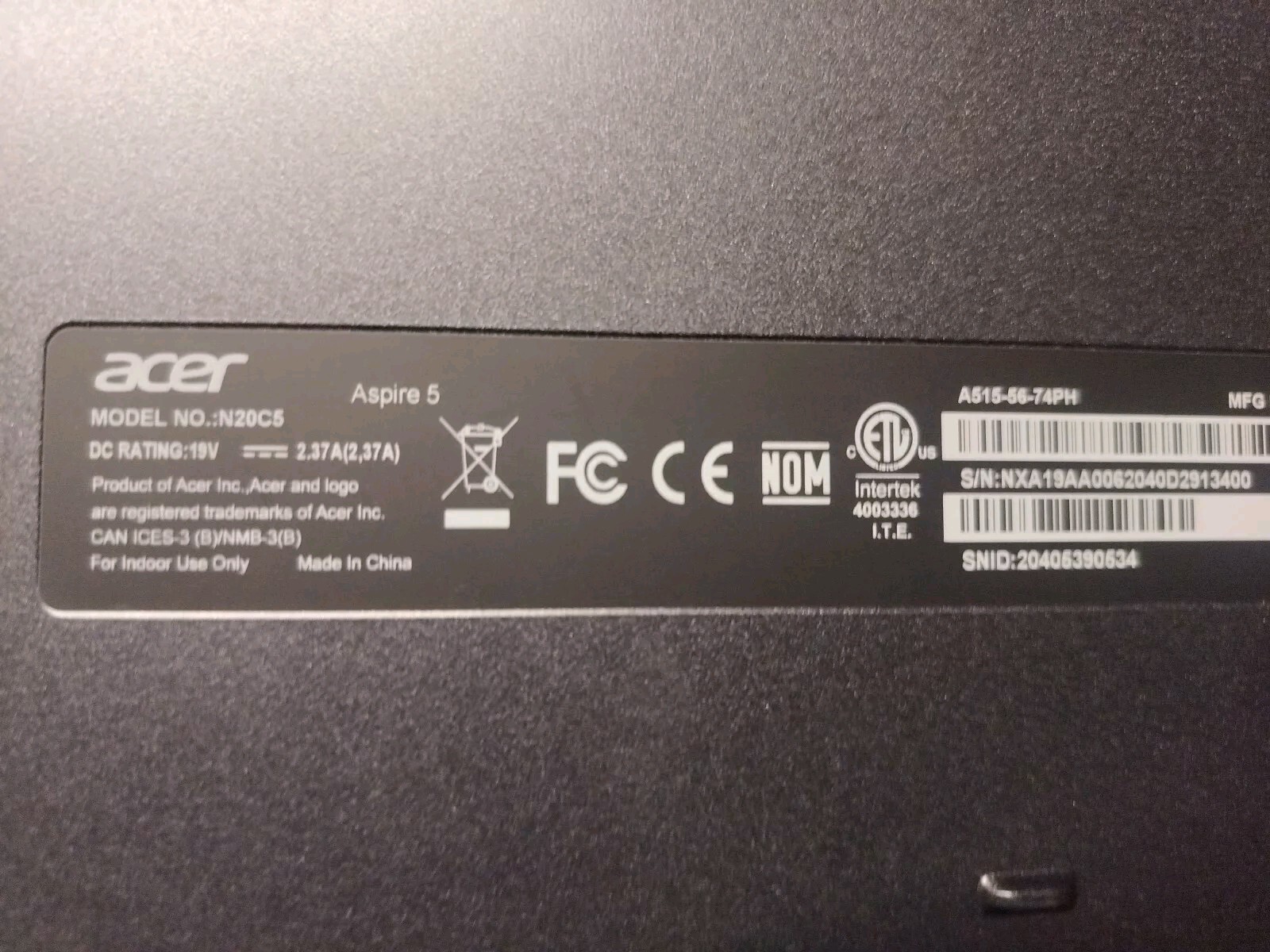 Acer Aspire 5 A515-56-74PH 15.6″ (512GB SSD, Intel Core i7 11th Gen., 2.80 GHz,