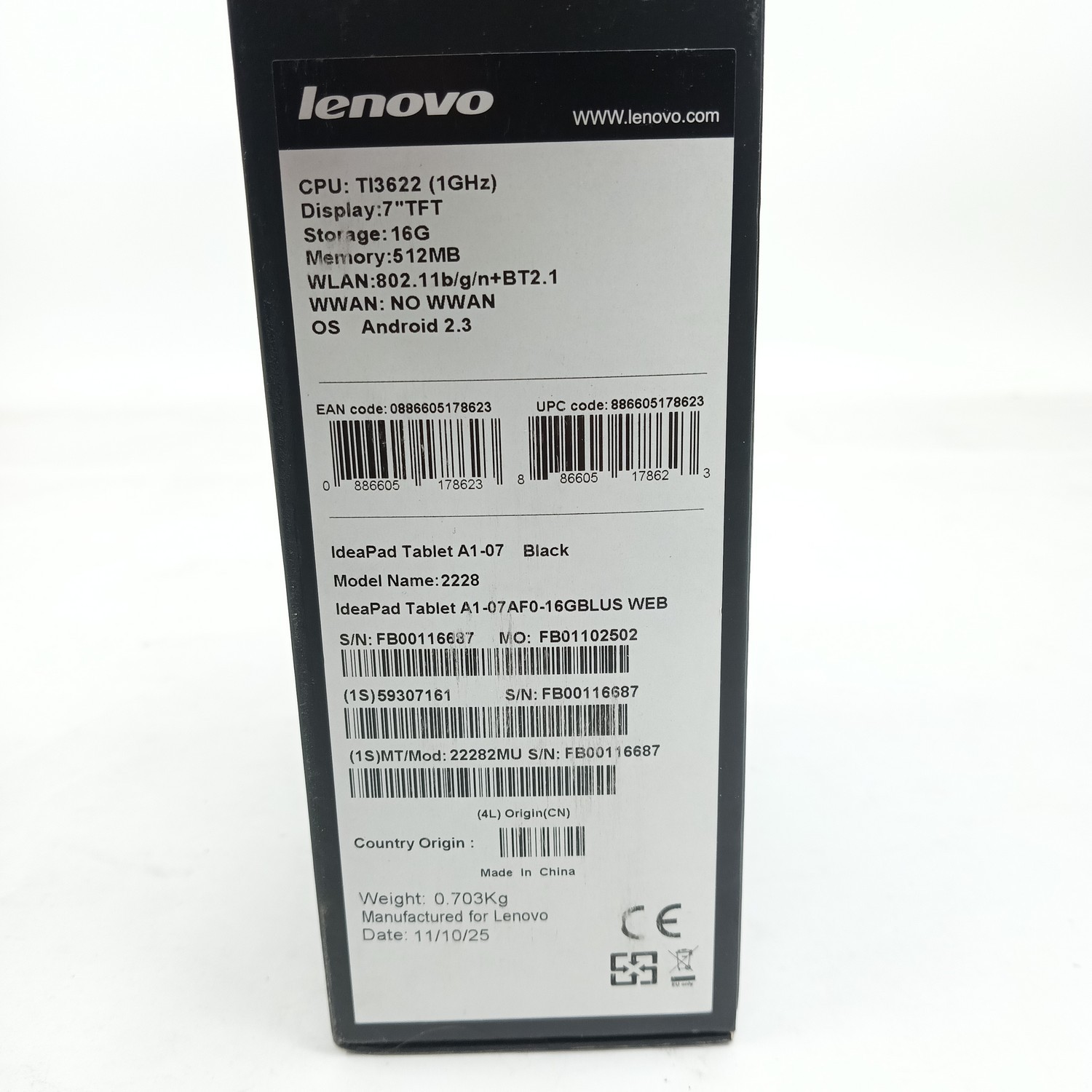 Lenovo Ideapad Tablet A1-07 Black – 2228