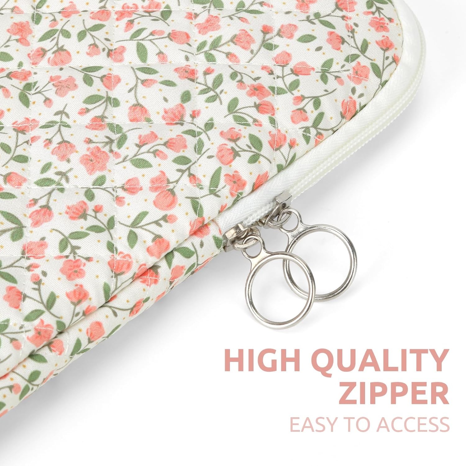 Cute Quilted Padded Floral Laptop Sleeve 13 Inch – Puffy Protective Case