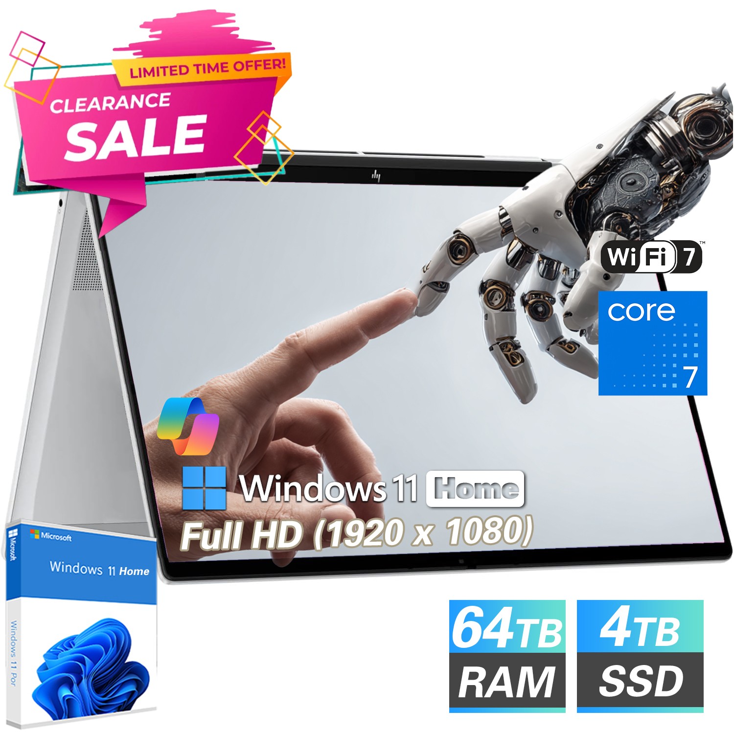 HP Laptop OmniBook 7 Flip 16″3K OLED 2-in-1 AI 120Hz Ultra 7 Copilot+ PC Win Pro