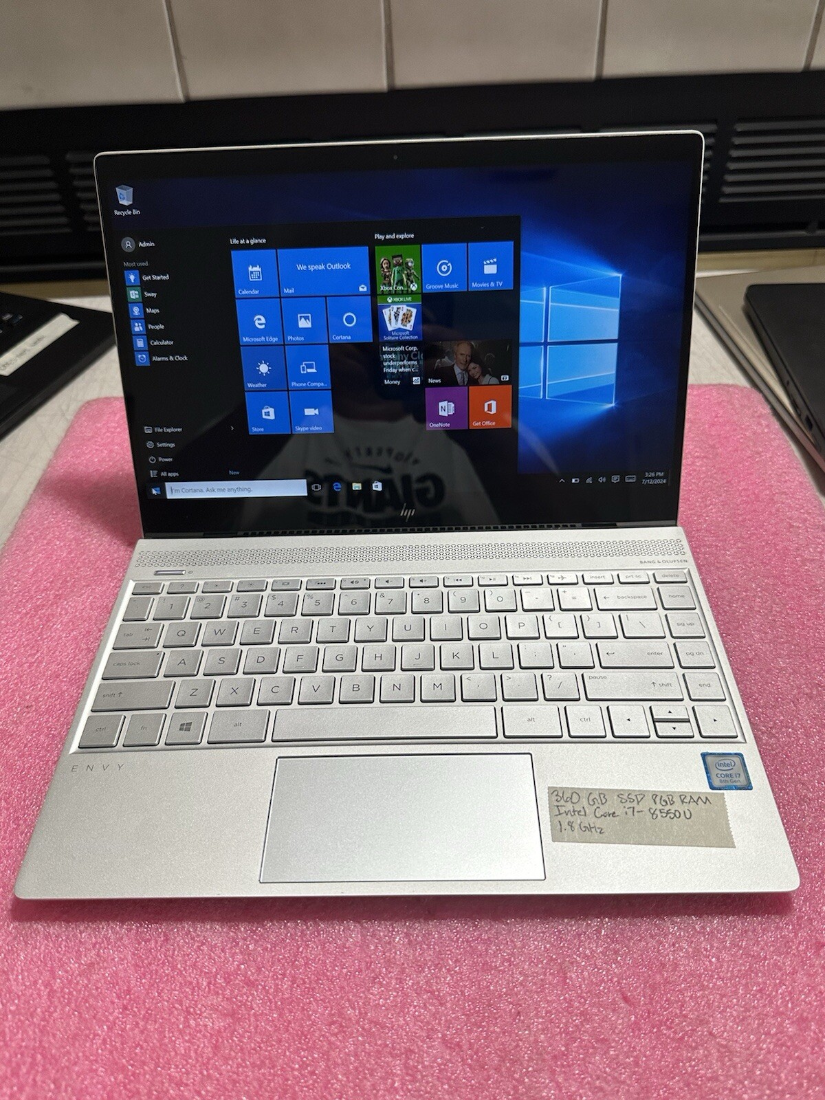 HP ENVY 13t-ad100 13″ Laptop, Touch Screen, Intel Core i7-8550U 8GB RAM, 360 GB