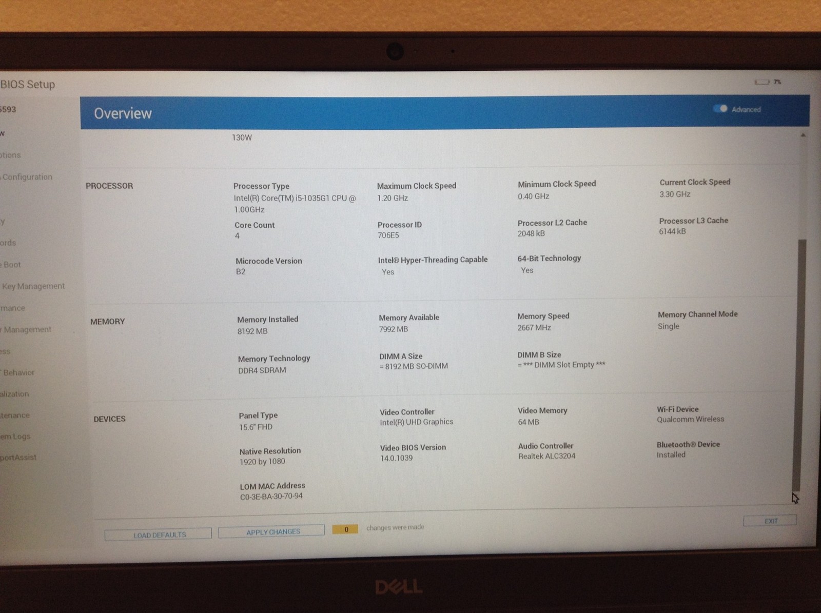 Dell Inspiron 5593 15.6″ FHD Laptop i5-1035G1 w/8GB, 512GB SSD, Backlit, WORKING