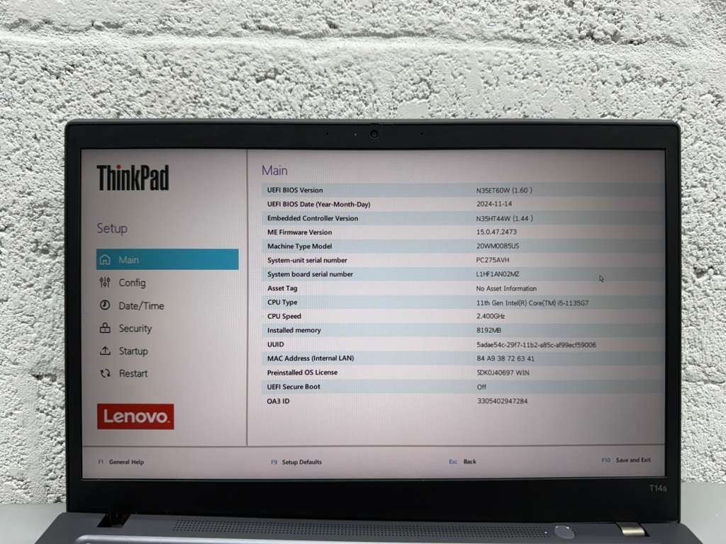 Lenovo ThinkPad T14s G2 Laptop i5-1135G7 – HINGE DAMAGE
