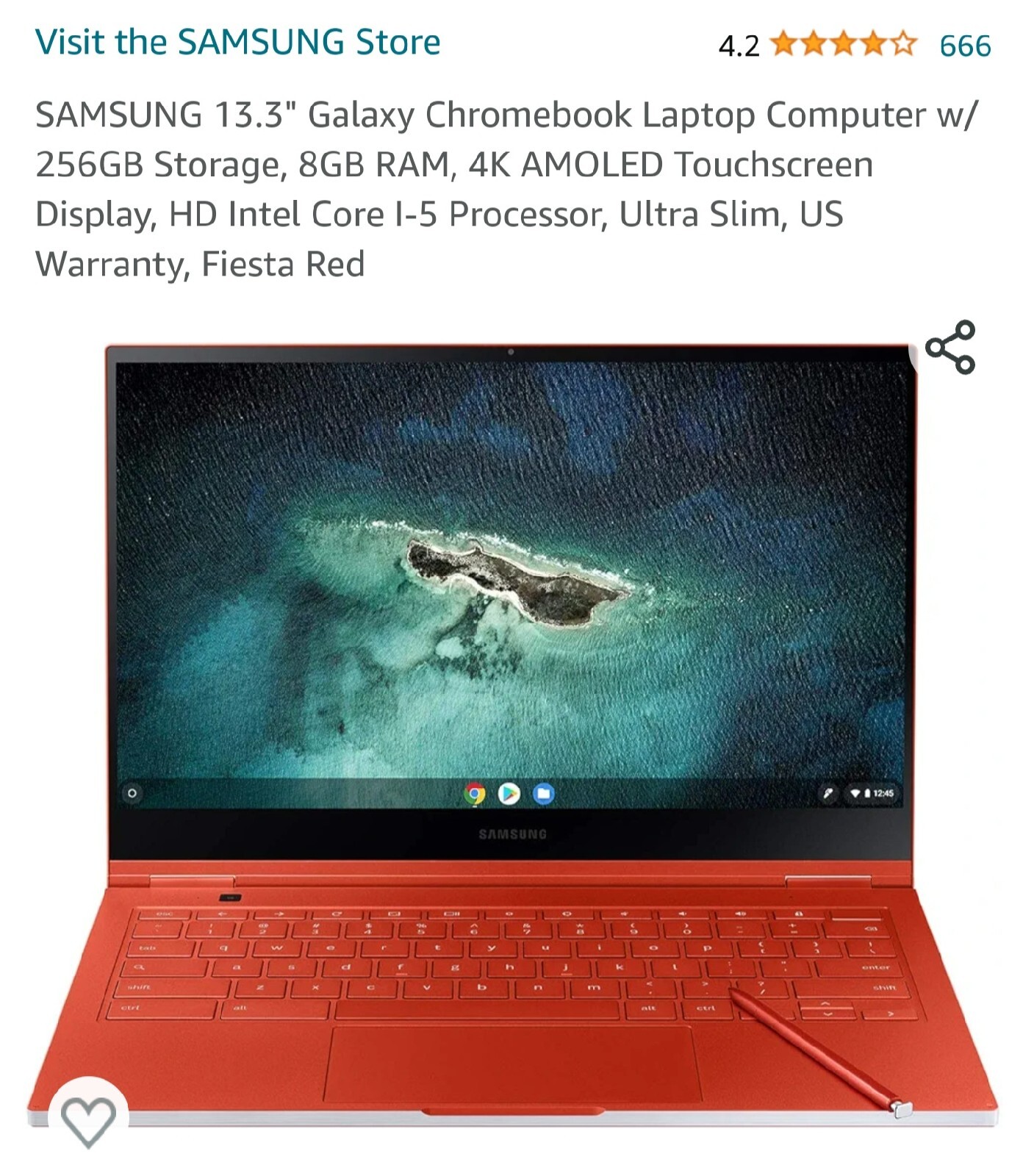 Samsung Galaxy Chromebook 13.3″ (256GB SSD, Intel Core i5 10th Gen., 4.20…