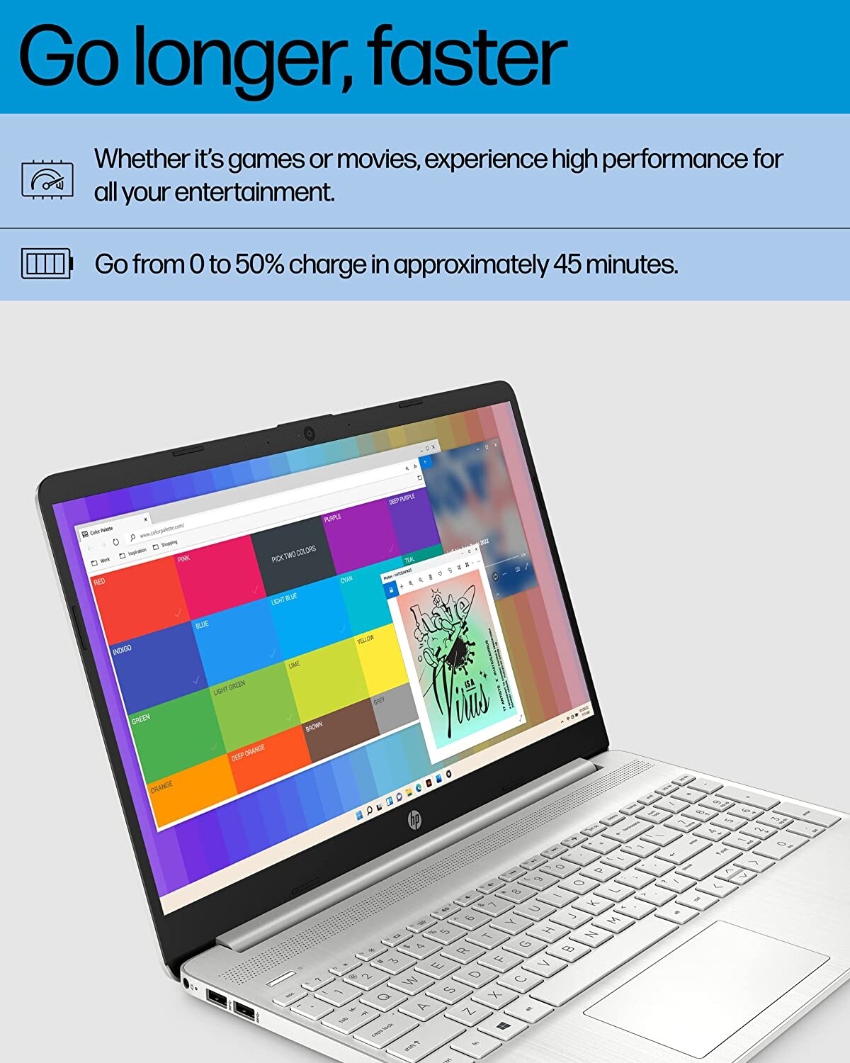 HP 15.6″ HD Laptop AMD Ryzen 7 5700U 8GB RAM 256GB SSD Windows 11 Home