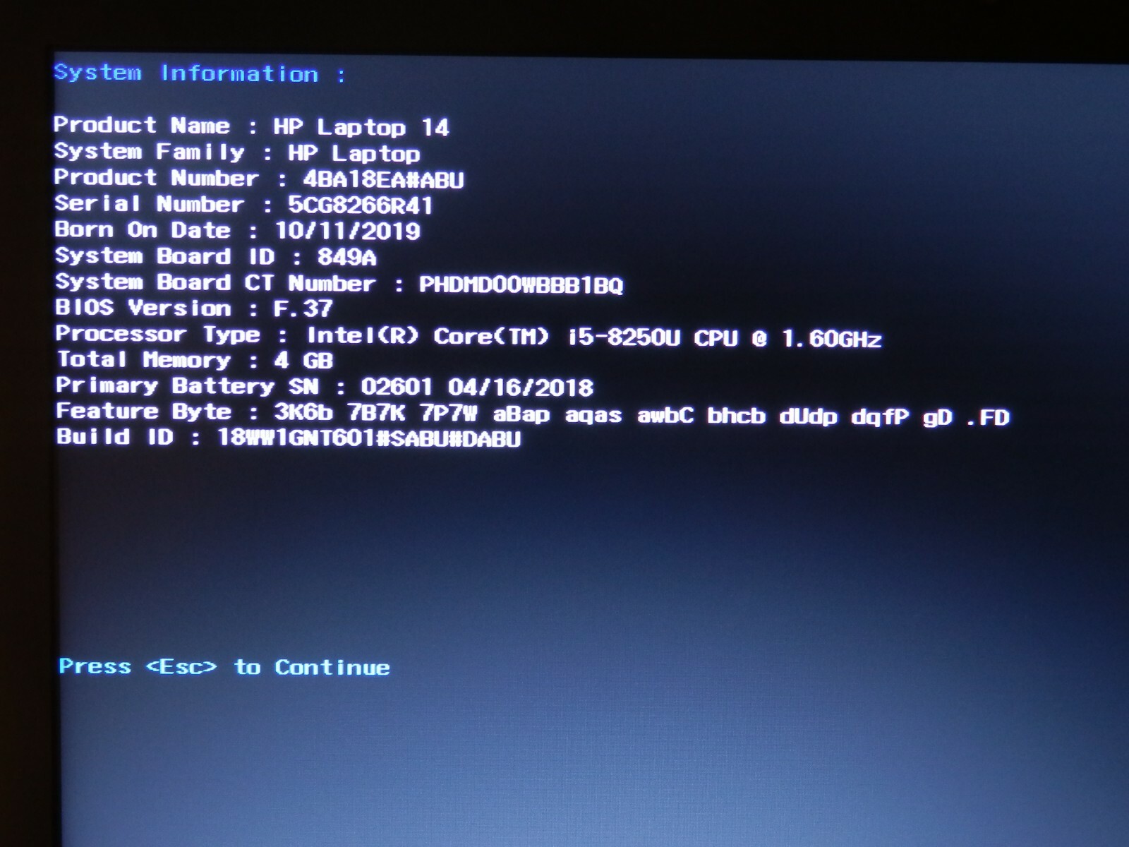 HP 14-ck0518na, Intel i5-8250U, 4GB Ram, 128GB SSD, UHD 620, 14″ inch HD, Original Box