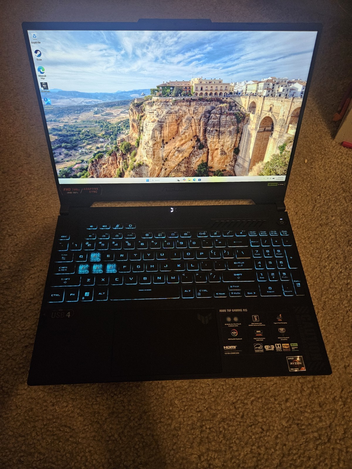ASUS TUF A15 FA507NU-DS74 (1TB SSD, AMD Ryzen 7-7735HS, 3.2 GHz) Laptop – Black