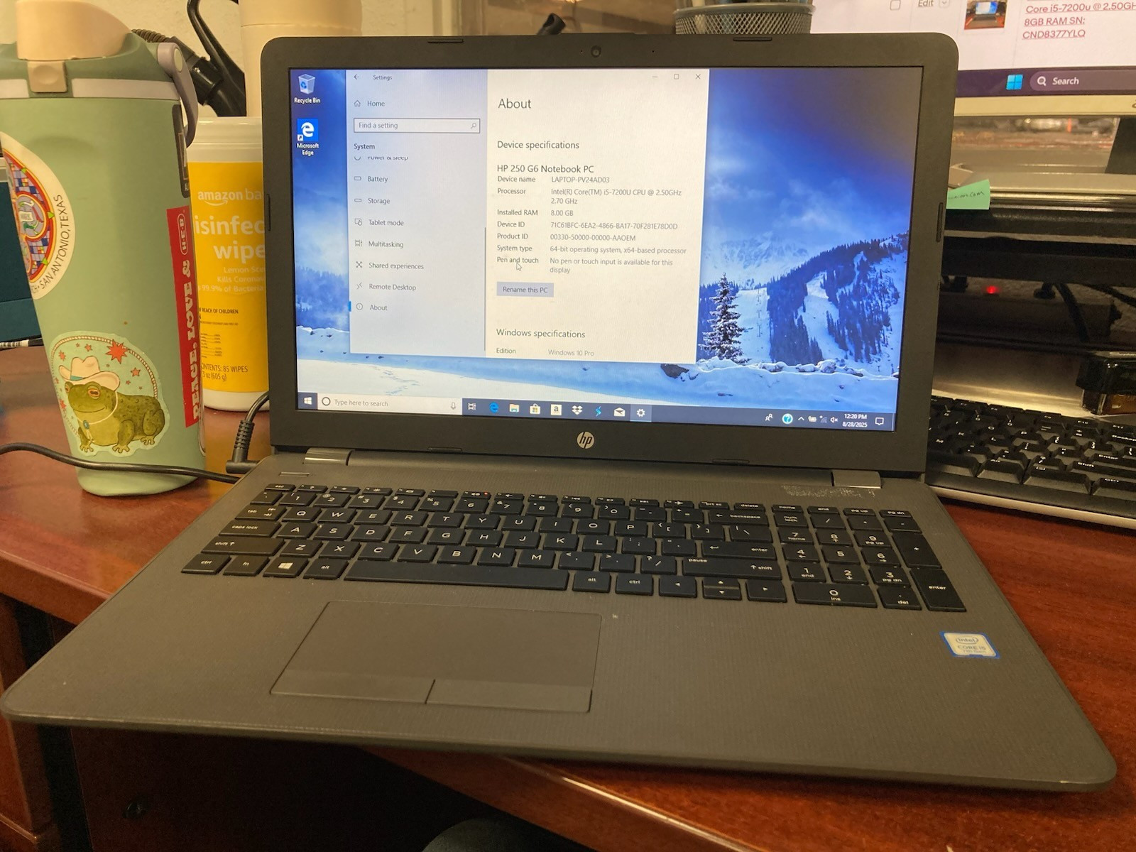 HP 250 G6 Notebook PC Core i5-7200u @ 2.50GHz 8GB RAM SN: CND8375BXT