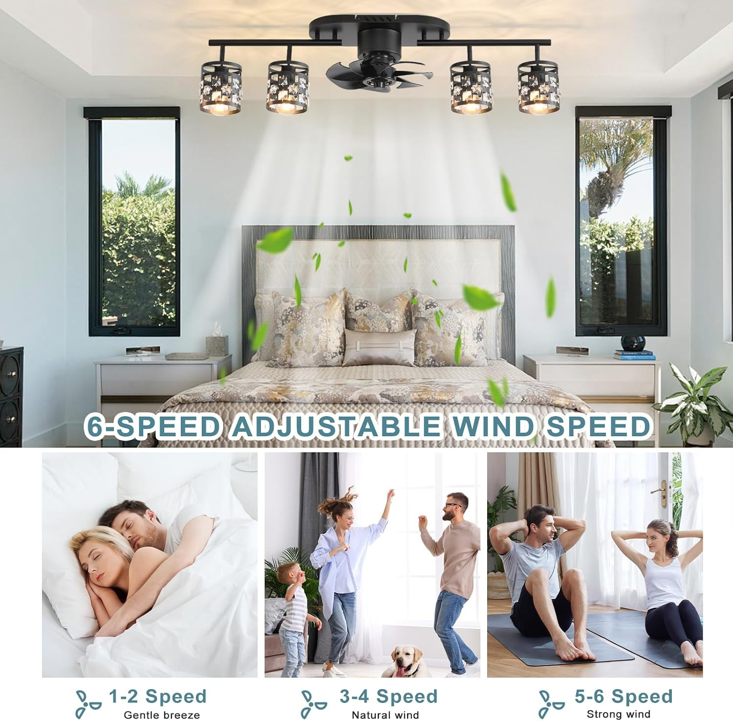 Ceiling Fans with Lights and Remote,39.3″ Kitchen Ceiling Fan,360° Rotatable Lam