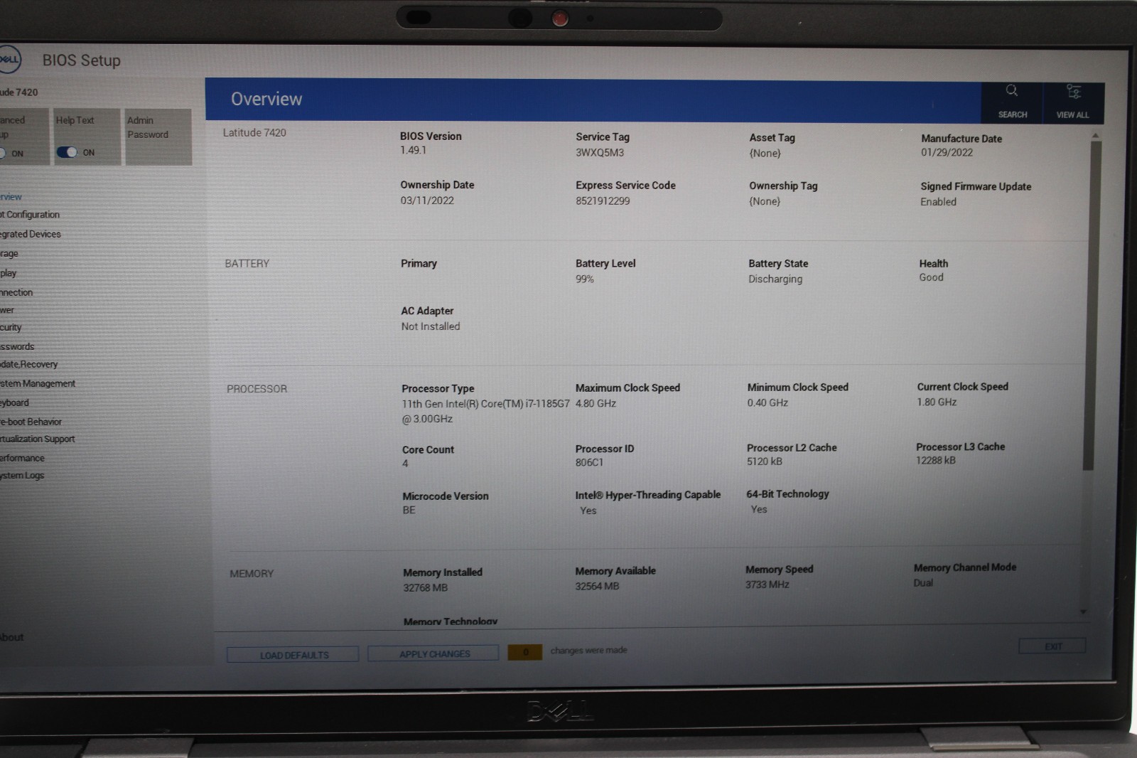 Dell Latitude 7420 Touch _ i7-1185G7 @ 3 GHz _ 32GB RAM _ 1TB SSD _ W11P