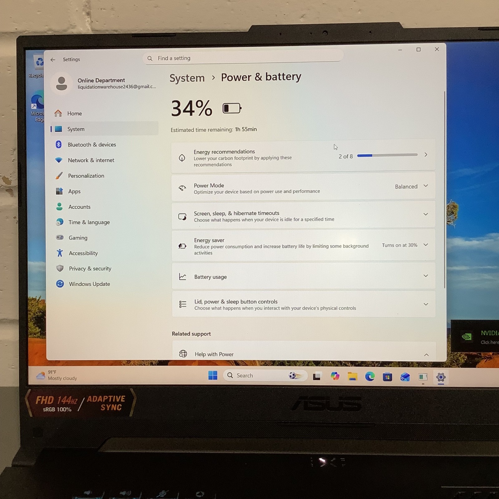 Asus TUF Gaming A15- 15.6″ FHD Ryzen 9 8945H- 8GB 512GB SSD