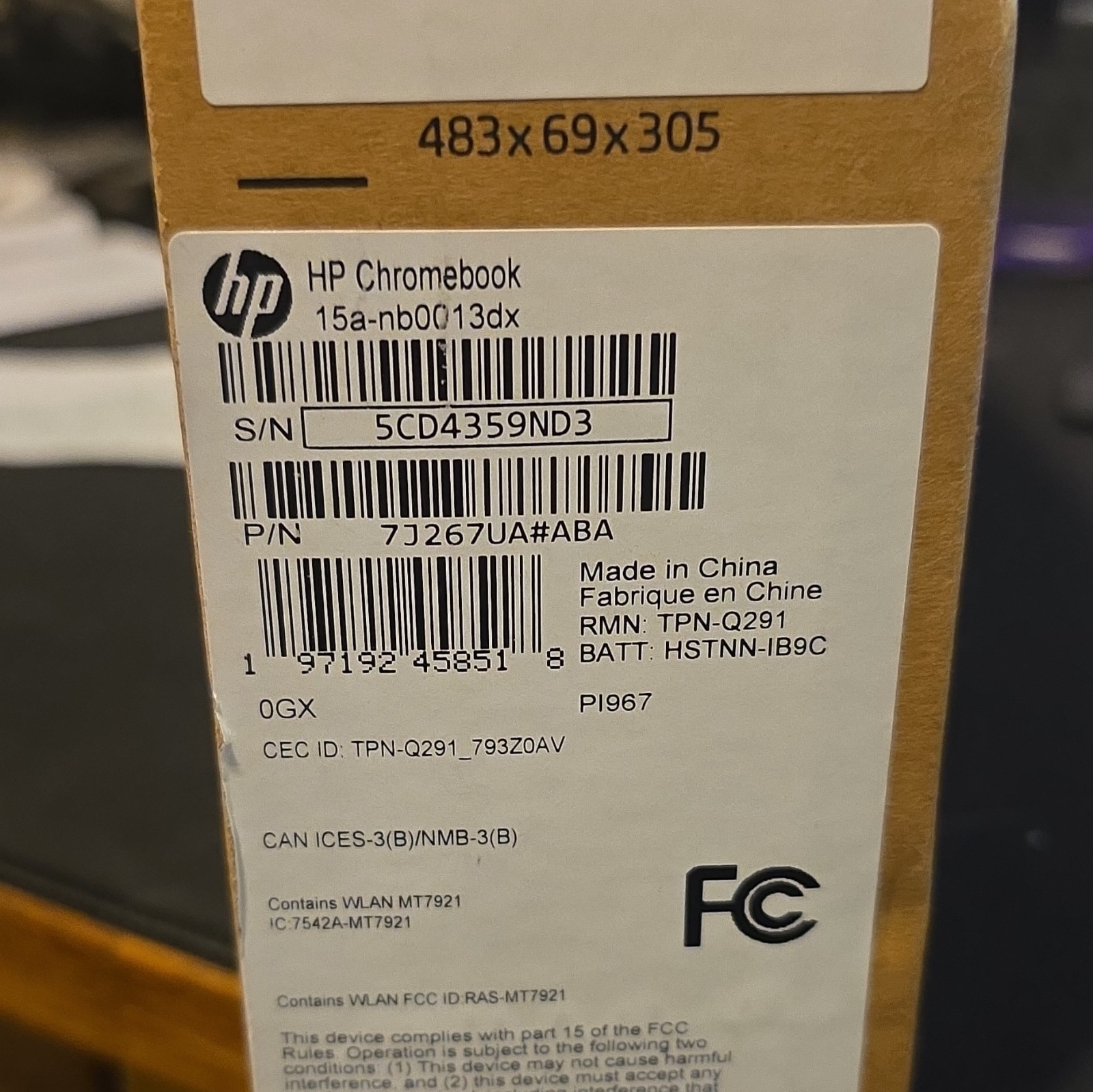 HP Chromebook 15a-nb0013dx 15in 8GB Intel Processor N Chrome OS Laptop
