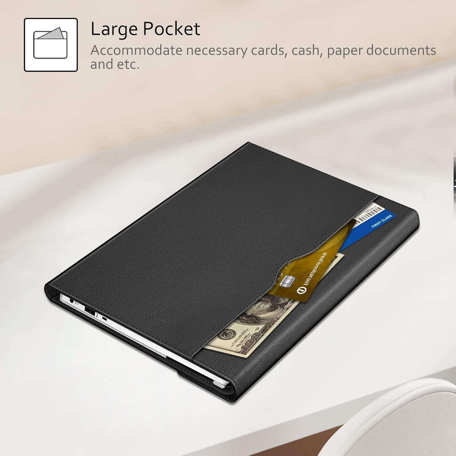 Premium PU Leather Protective Portfolio Book Cover Sleeve Case for 15.6″ HP Pavi