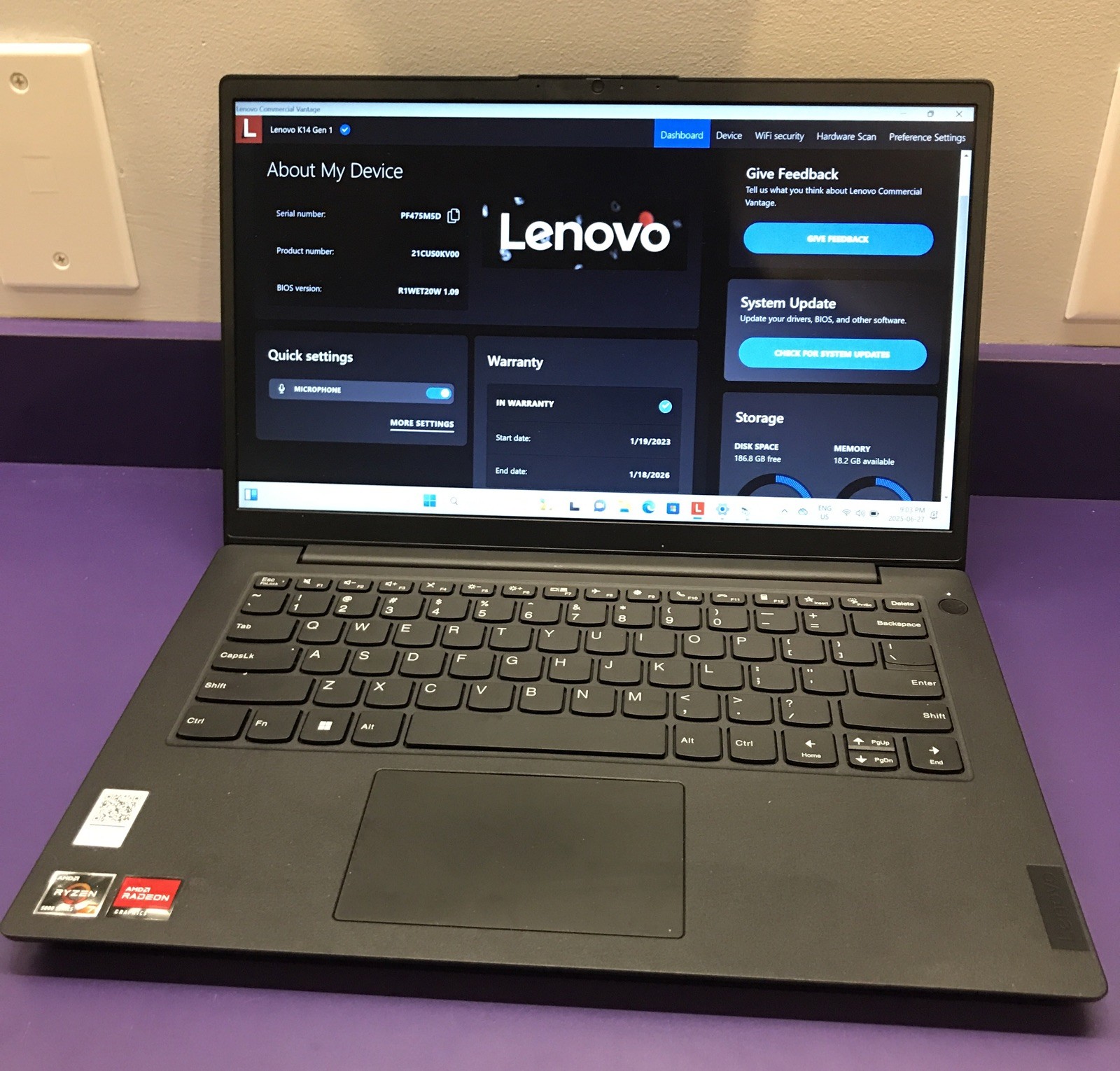 Lenovo K14 Gen1 AMD Ryzen 7 5800U 24GB RAM 256GB SSD 14″ Win 11 Pro