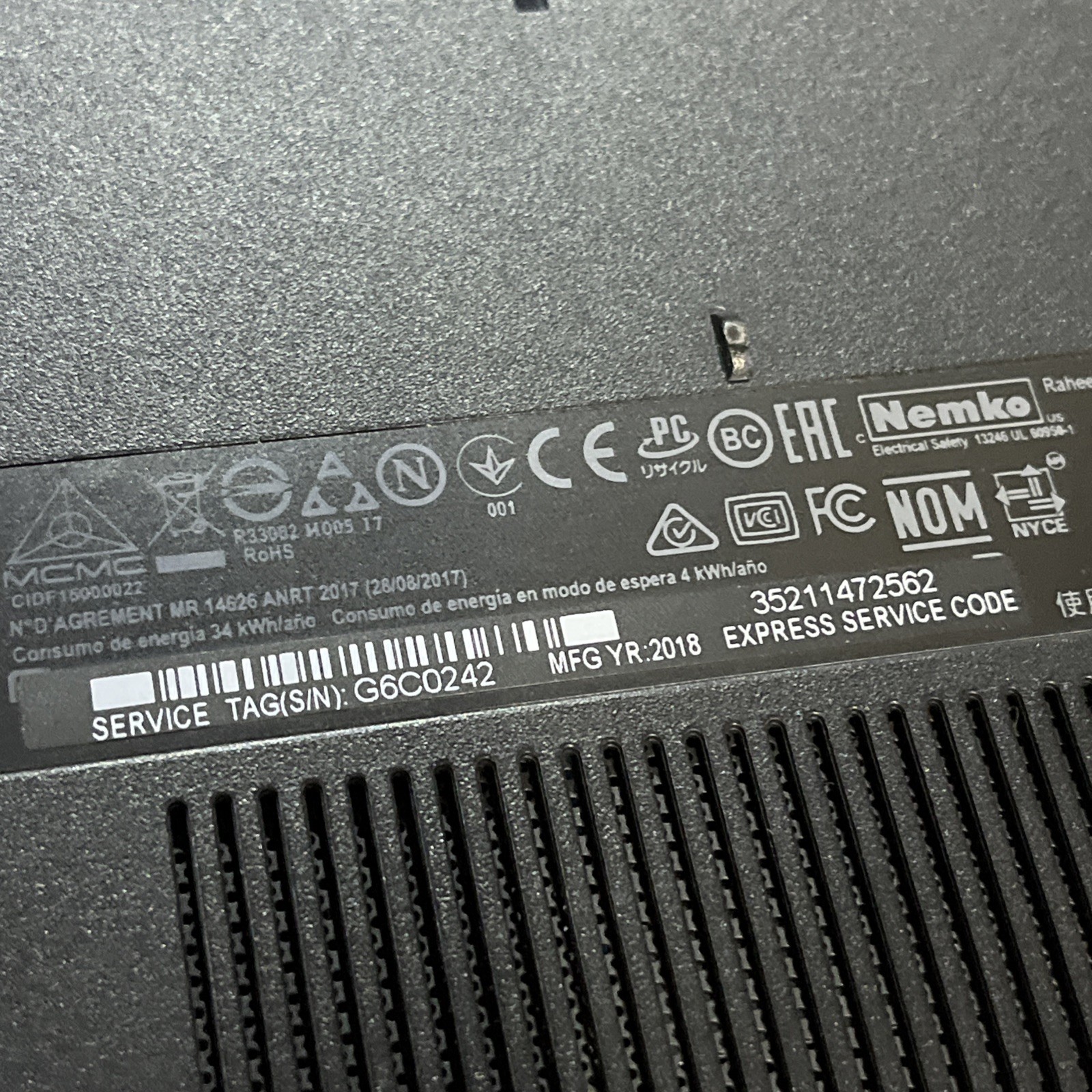DELL INSPIRON 5570 INTEL CORE I3-8130U 2.20GHZ 12GB RAM NO HD