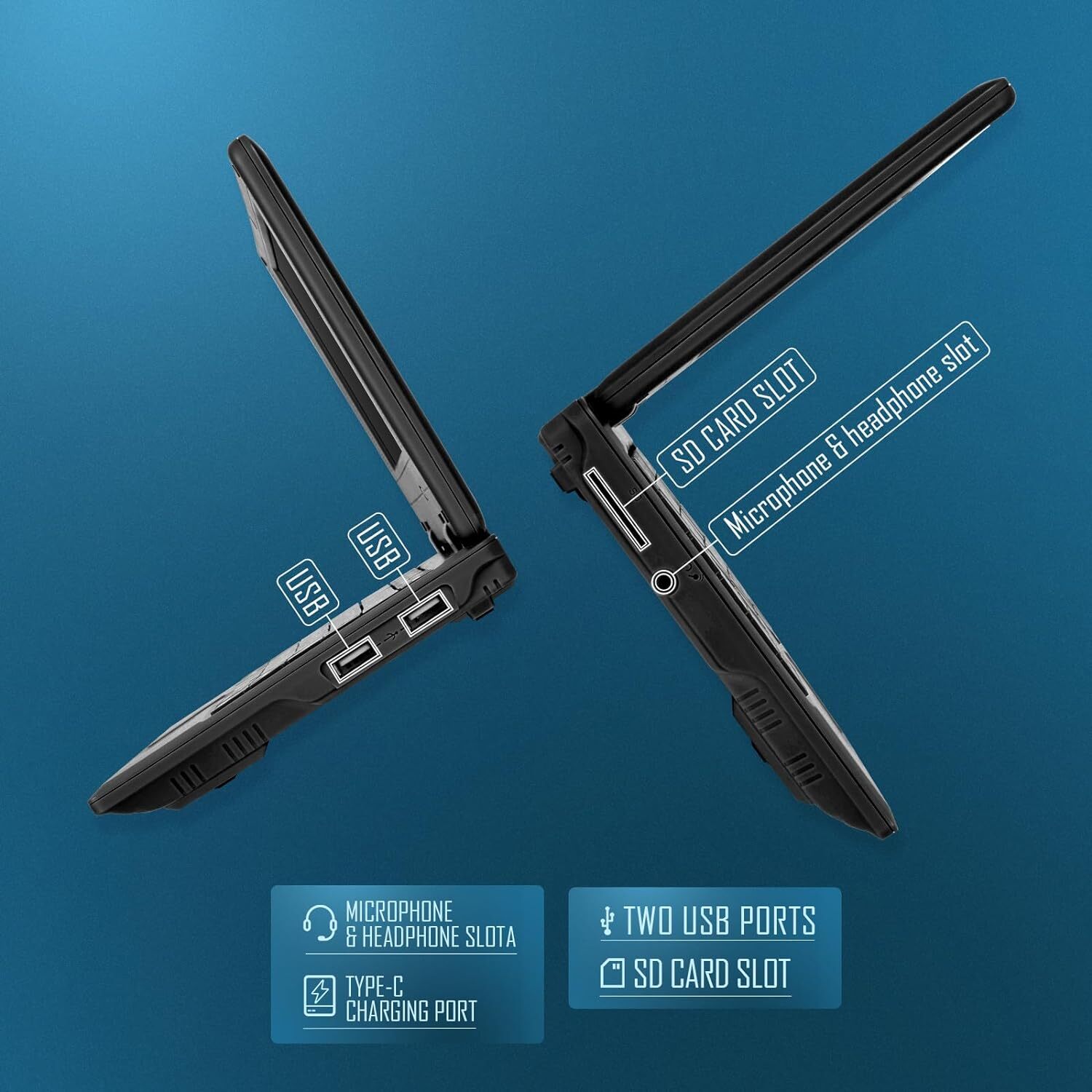 7” Mini Laptop Computer Quad Core Android 12 2GB RAM 32GB ROM Netbook For Kid