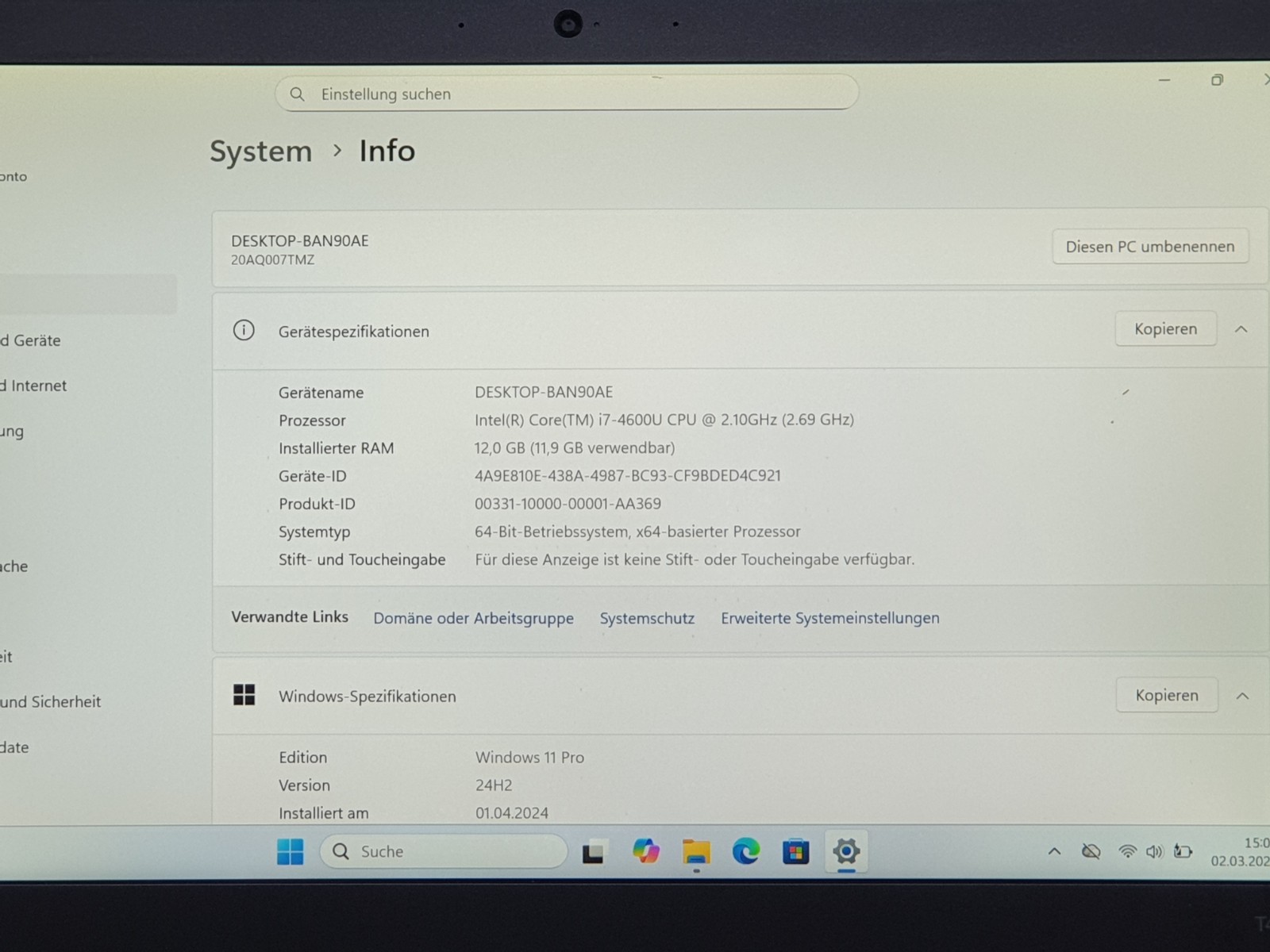 Lenovo T440s Windows 11 Notebook i7 2.10GHz 12GB 480GB Laptop mDP VGA USB3 14″