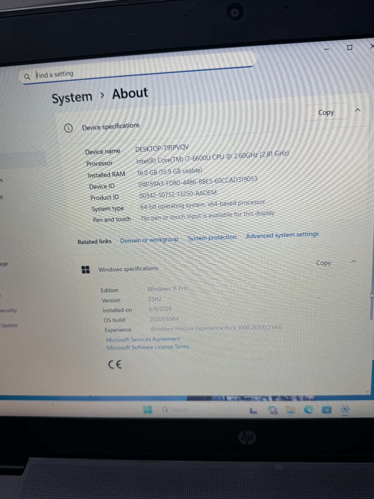 HP EliteBook 850 G3 Core i7-6600U 500GB SSD Laptop For Parts/Repair #3304